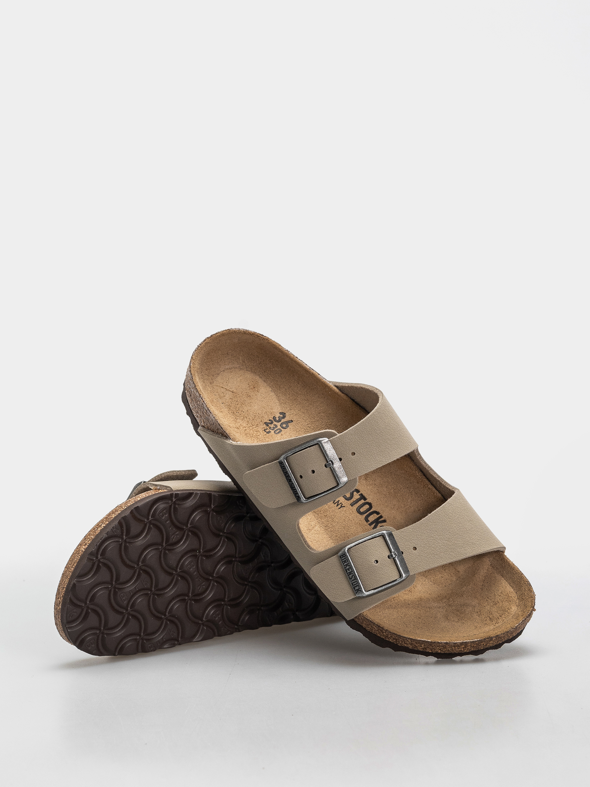 Șlapi Birkenstock Arizona Birko Flor Narrow (faded khaki/dark brown os)