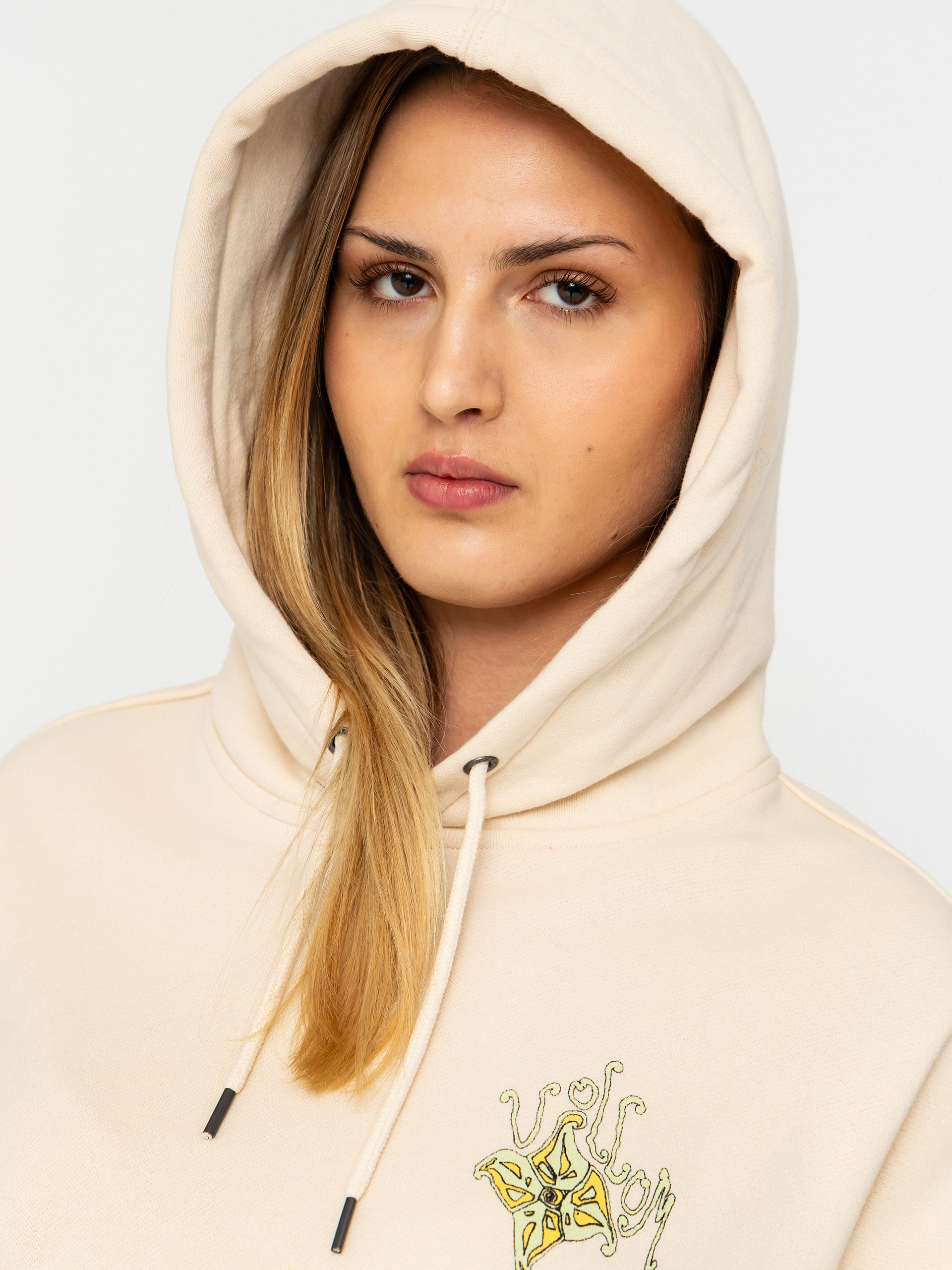 Hanorac cu glugă Volcom Moove On HD Wmn (vintage white)