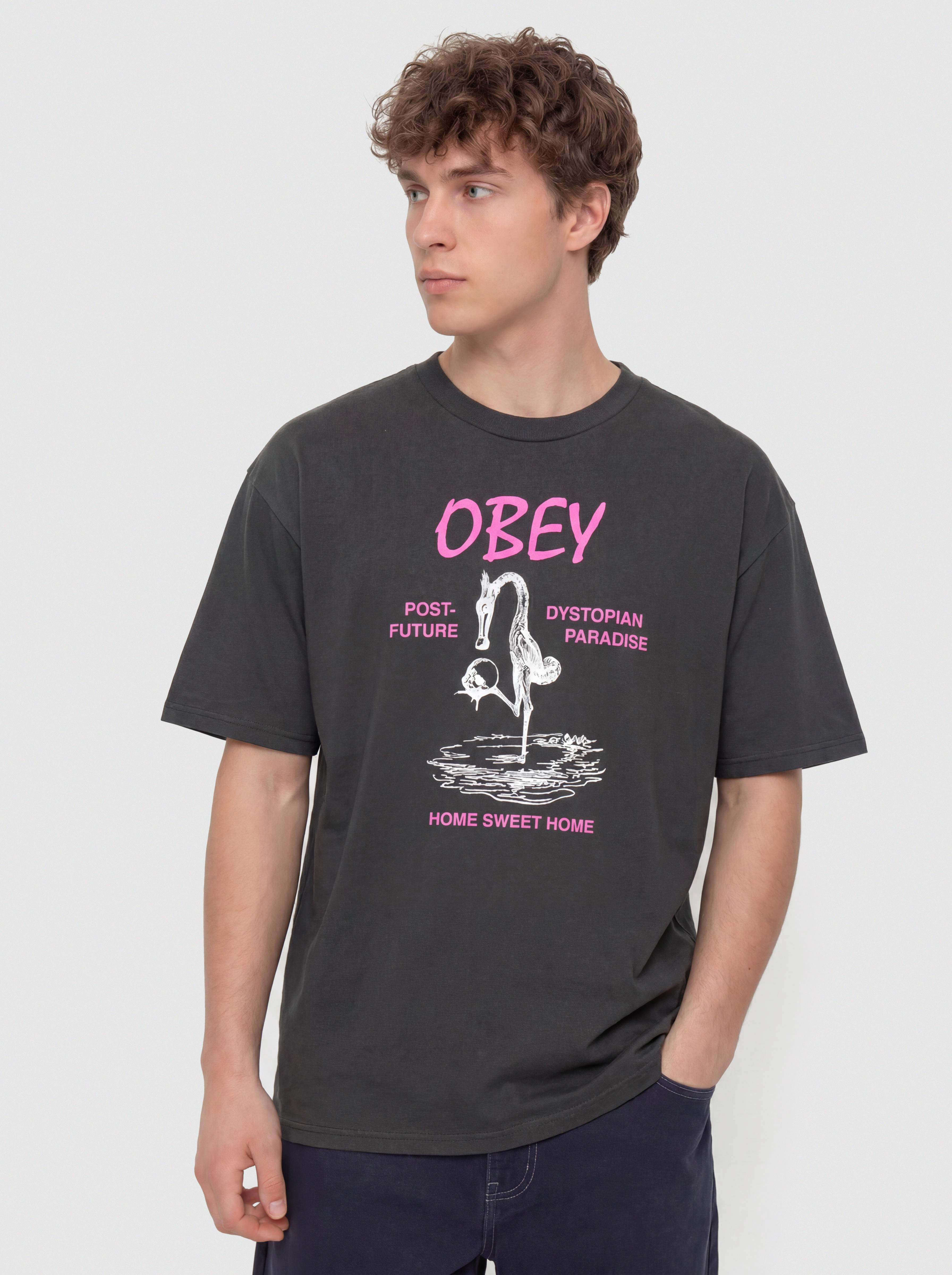 Tricou OBEY Post Future (vintage black)