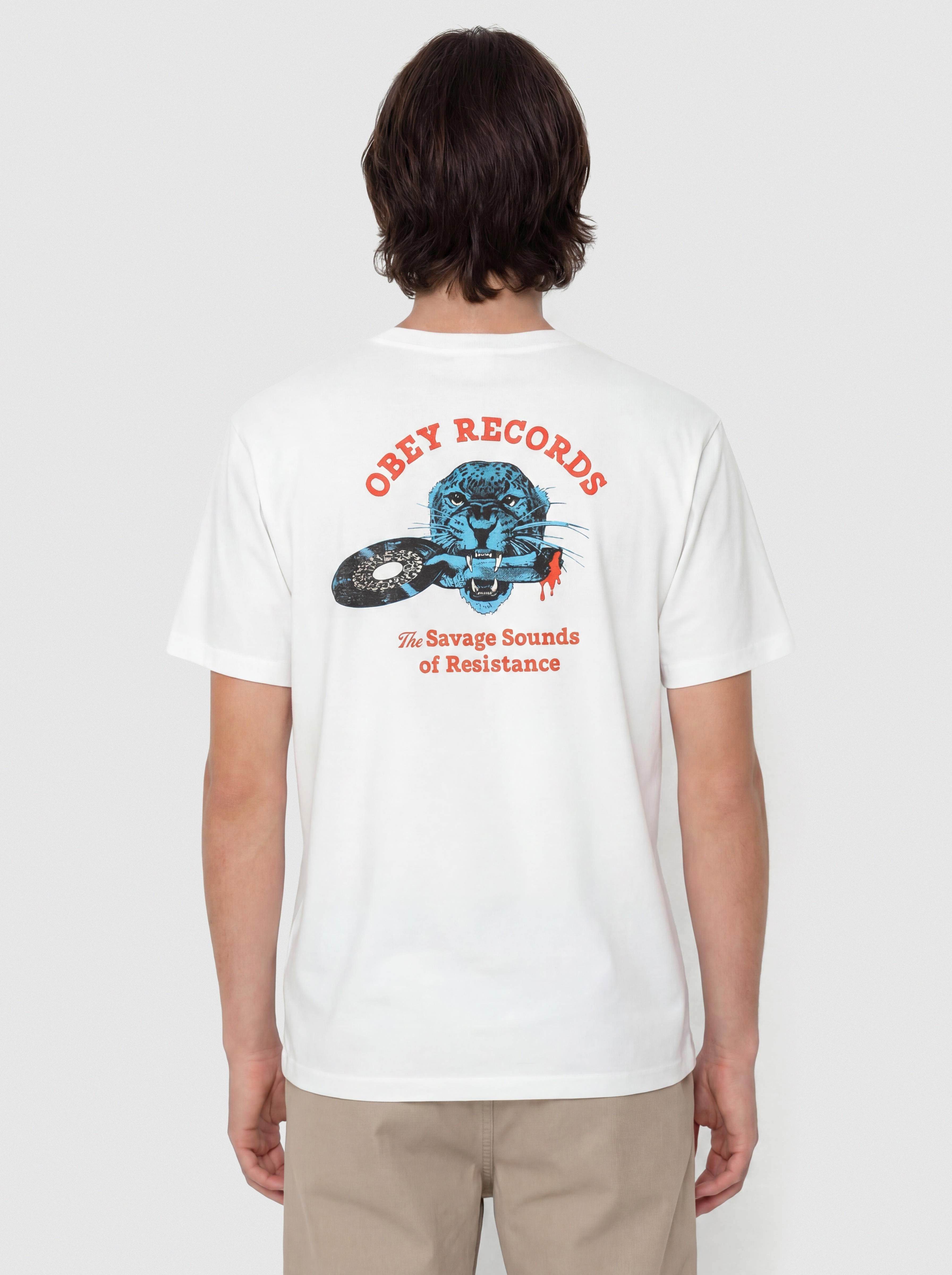 Tricou OBEY Savage Sounds Leopard (white)