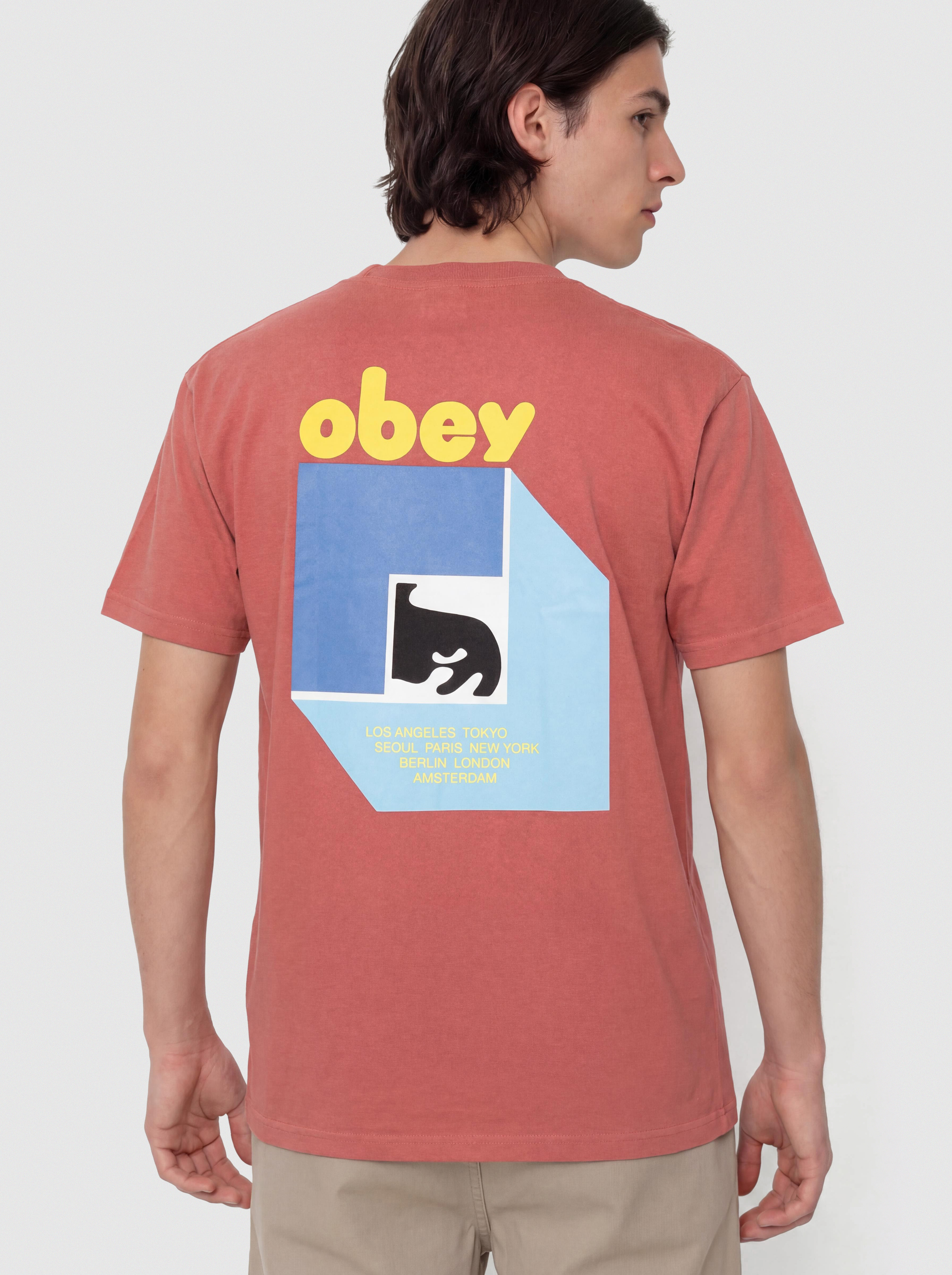 Tricou OBEY Peep Hole (mineral red)