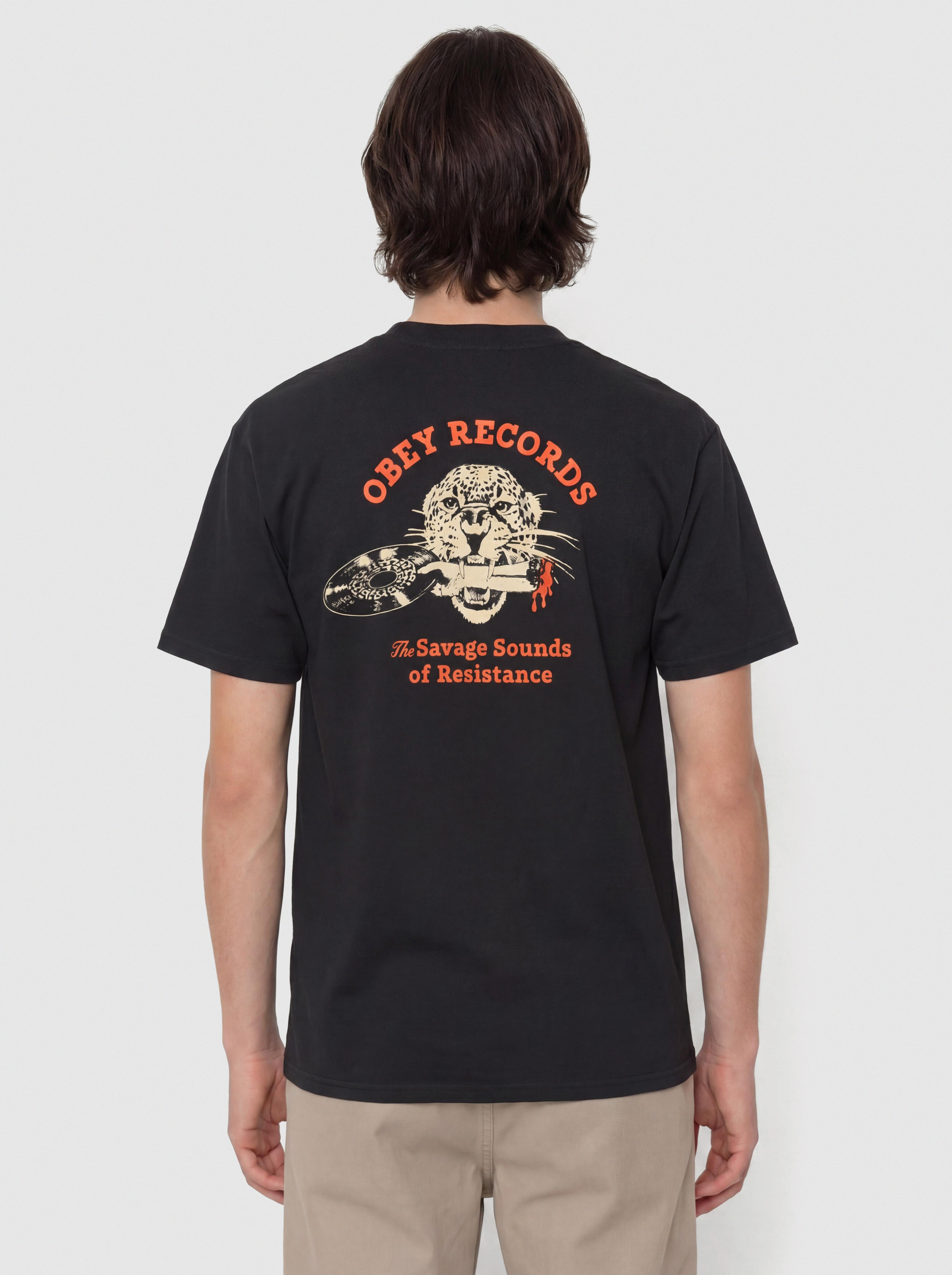 Tricou OBEY Savage Sounds Leopard (vintage black)