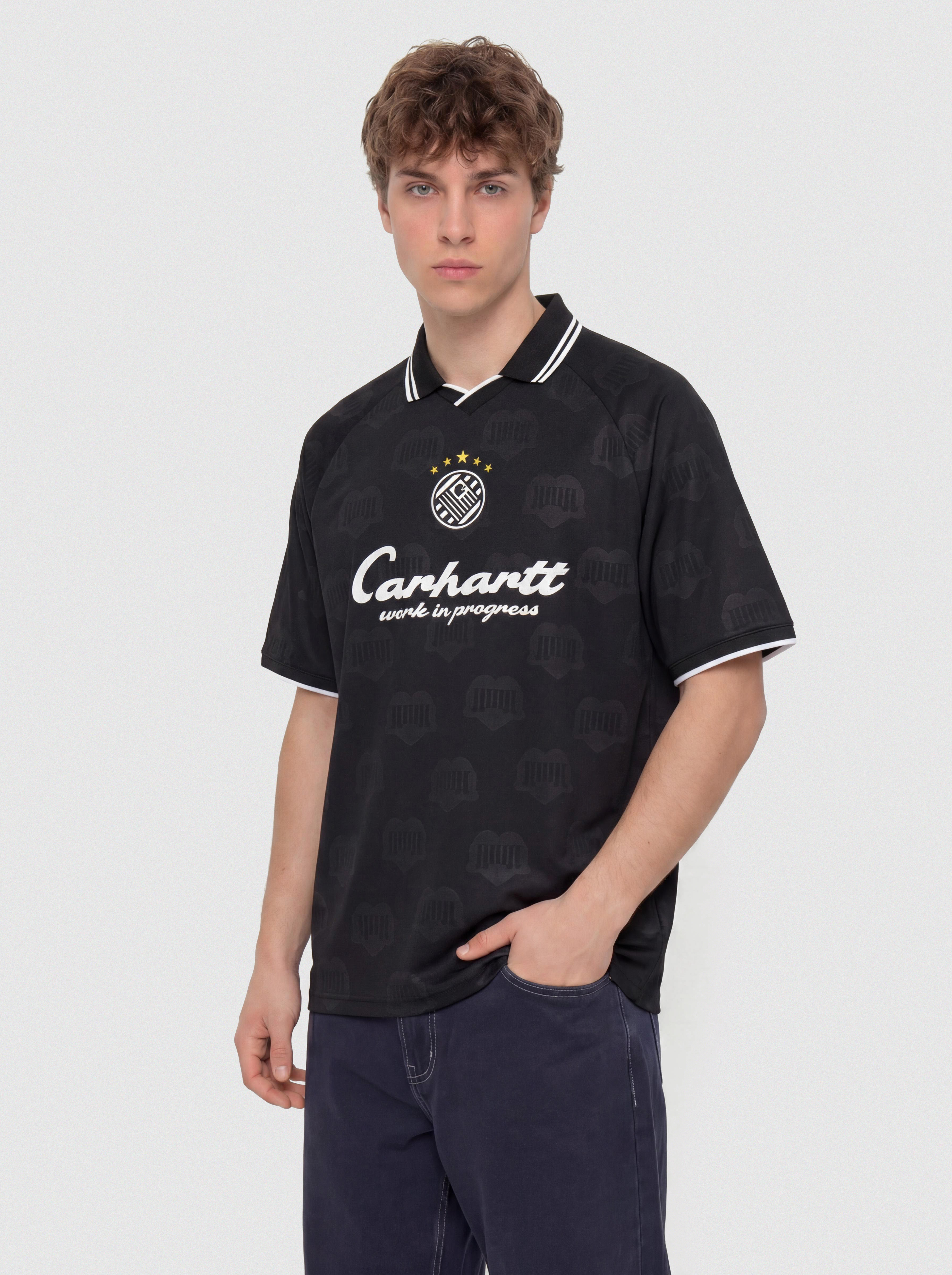 Tricou Carhartt WIP Terrace Football (heart train jacquard black)
