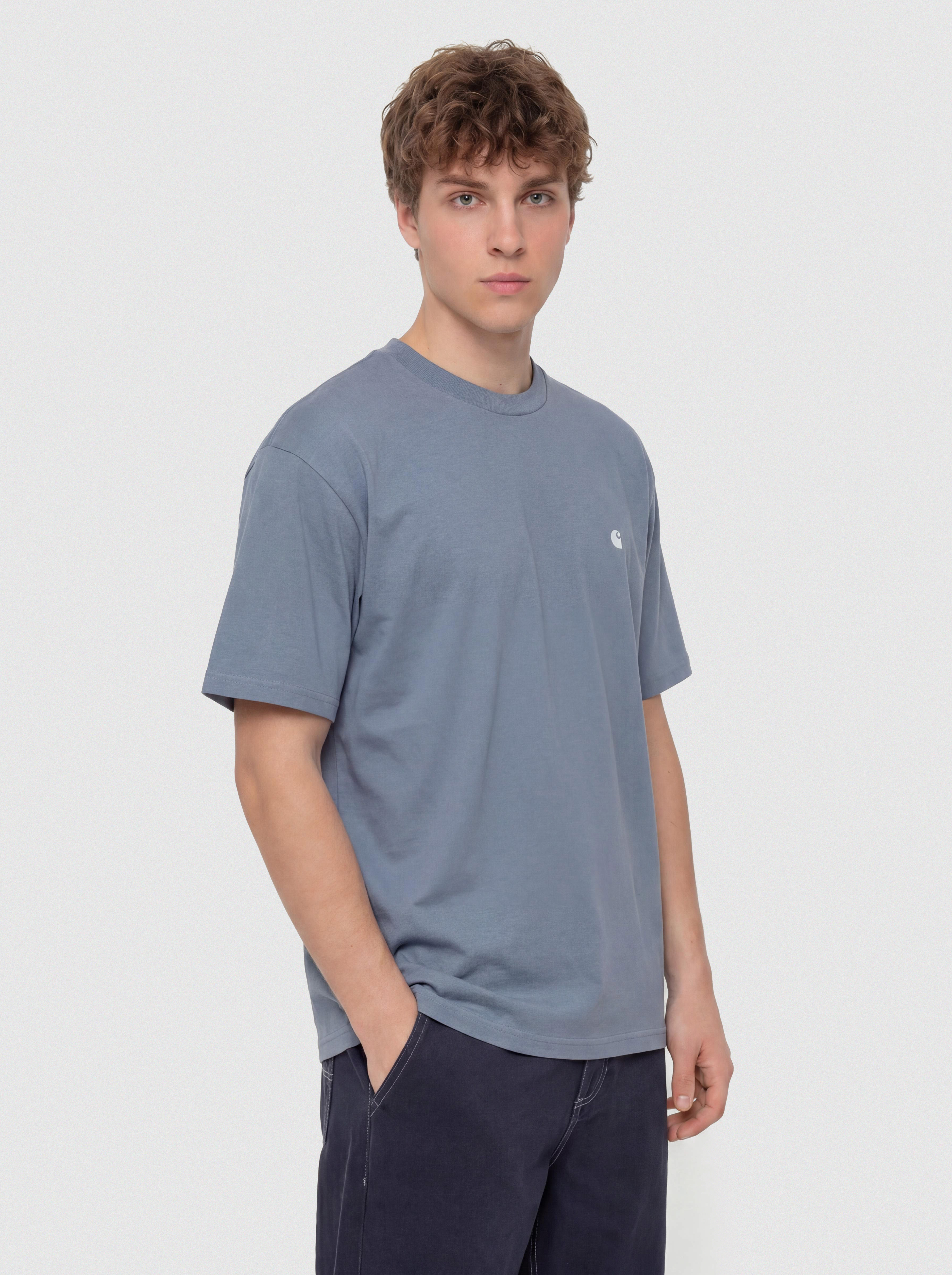 Tricou Carhartt WIP Madison (shady blue/white)