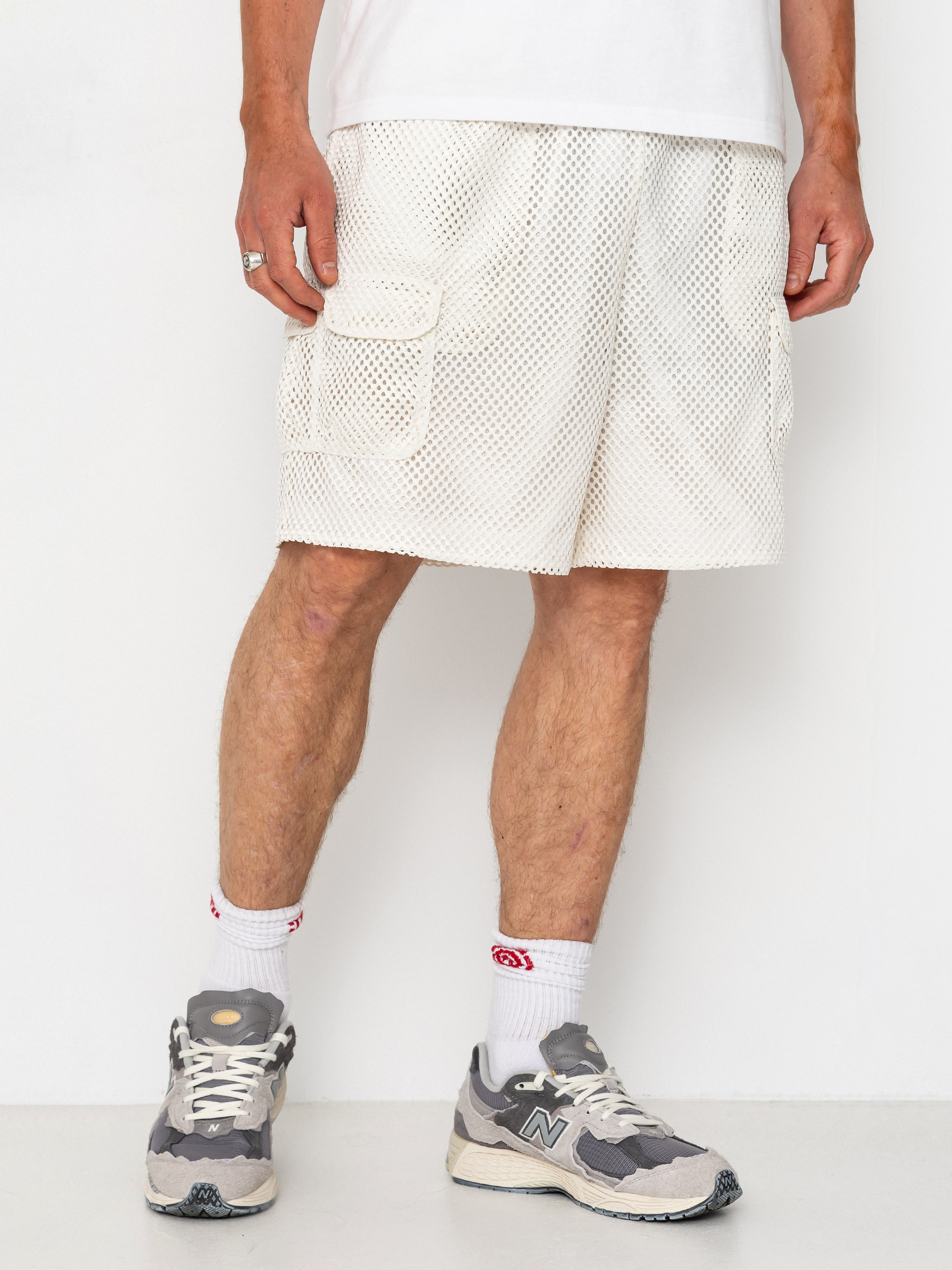 Pantaloni scurți The North Face Tnf Red Box Mesh Utility (white dune)