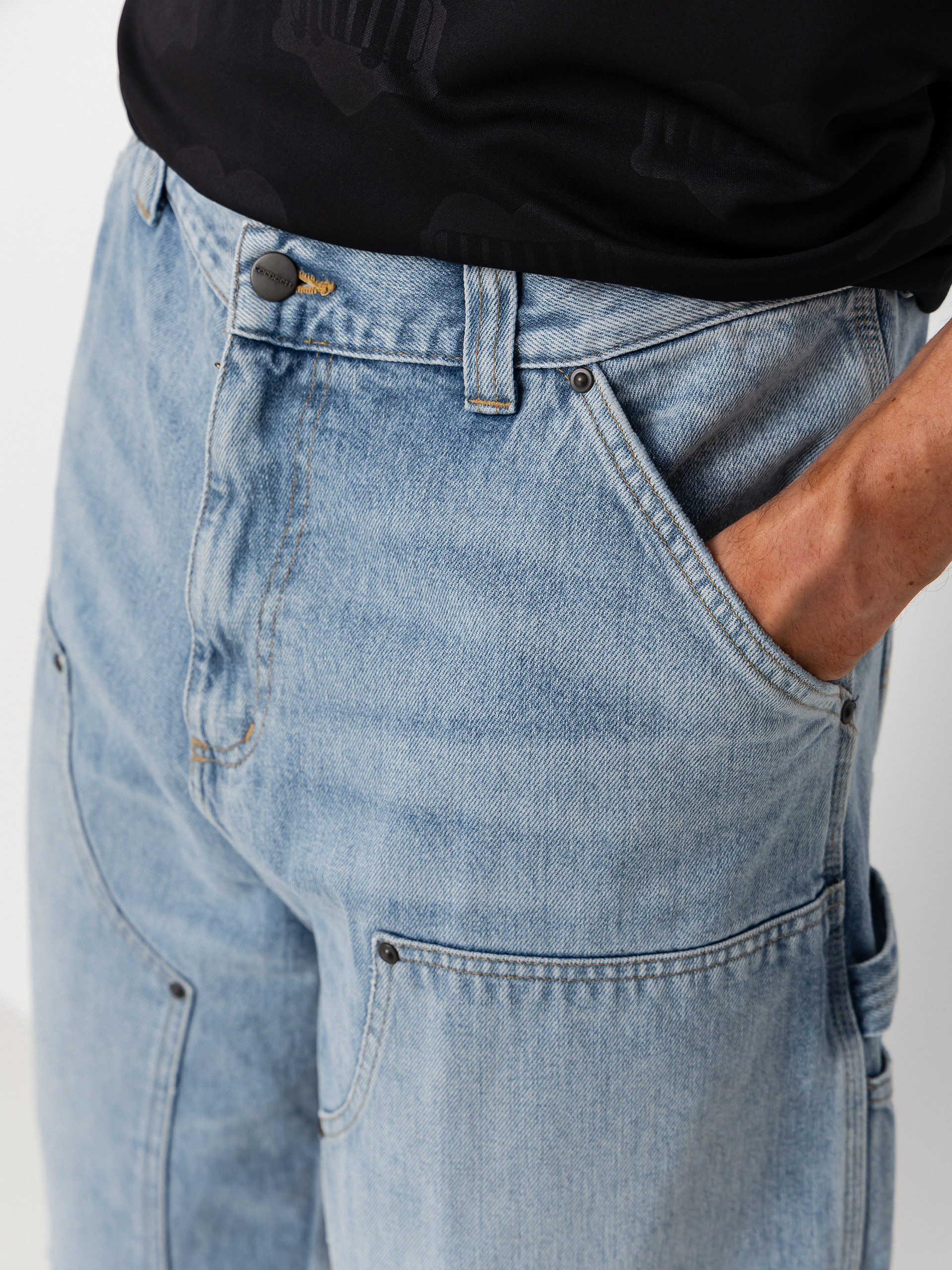 Pantaloni scurți Carhartt WIP OG Double Knee (blue heavy worn bleached)