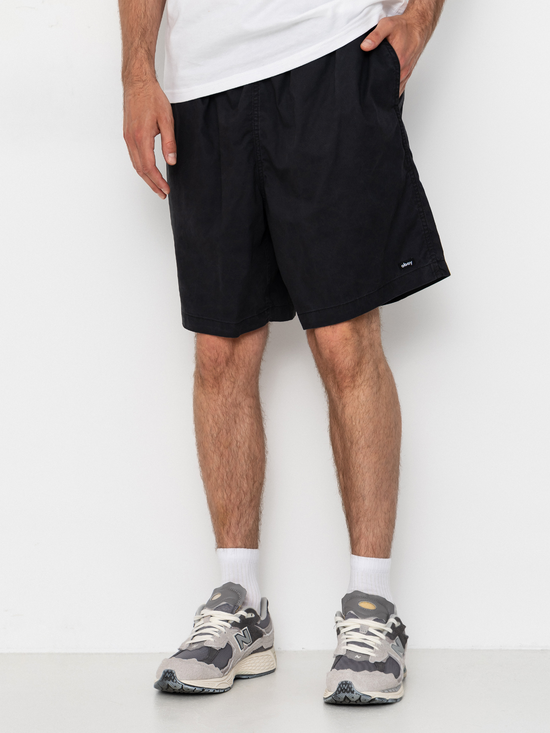 Pantaloni scurți OBEY Easy Trail (black faded wash)