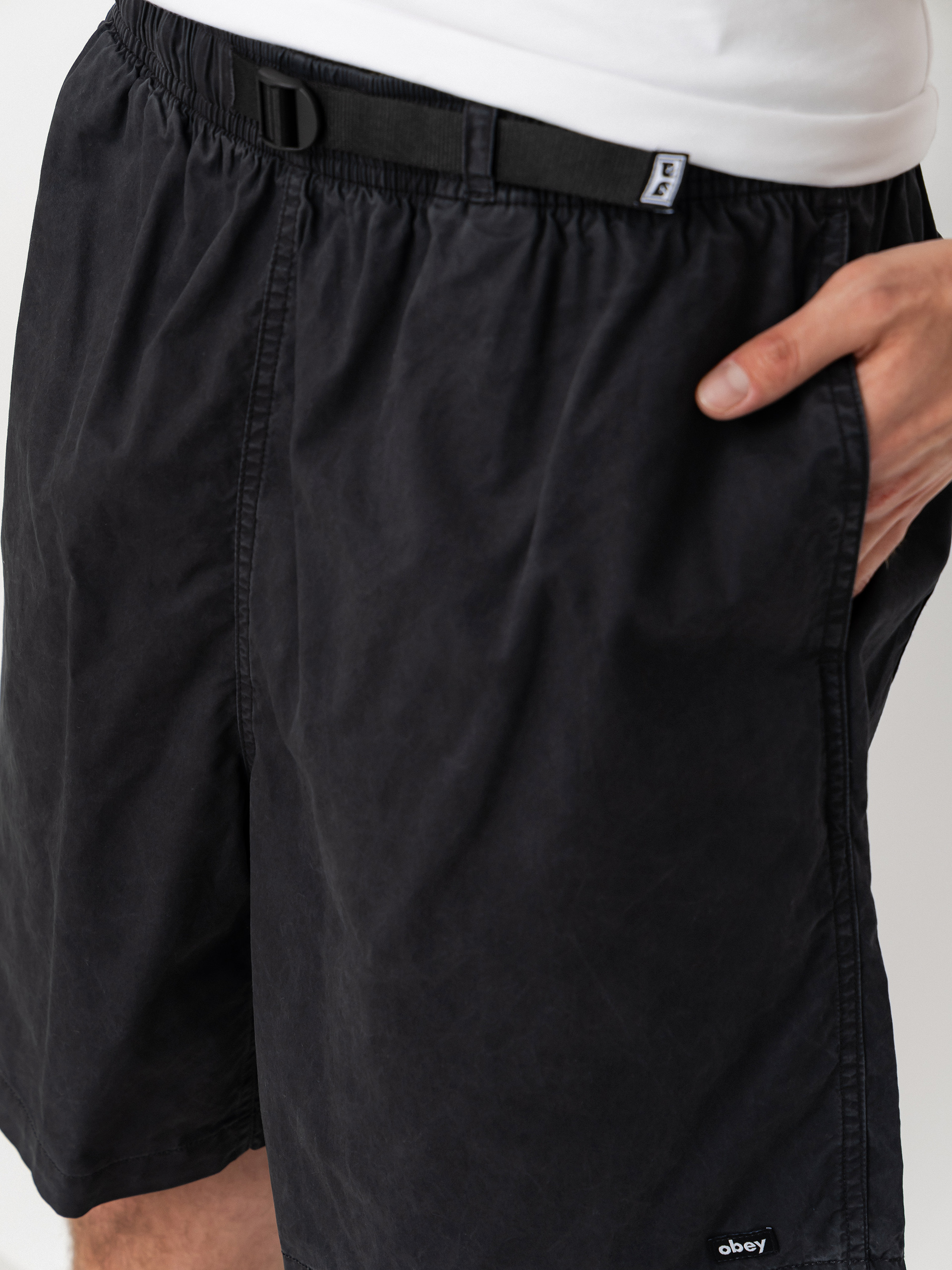 Pantaloni scurți OBEY Easy Trail (black faded wash)