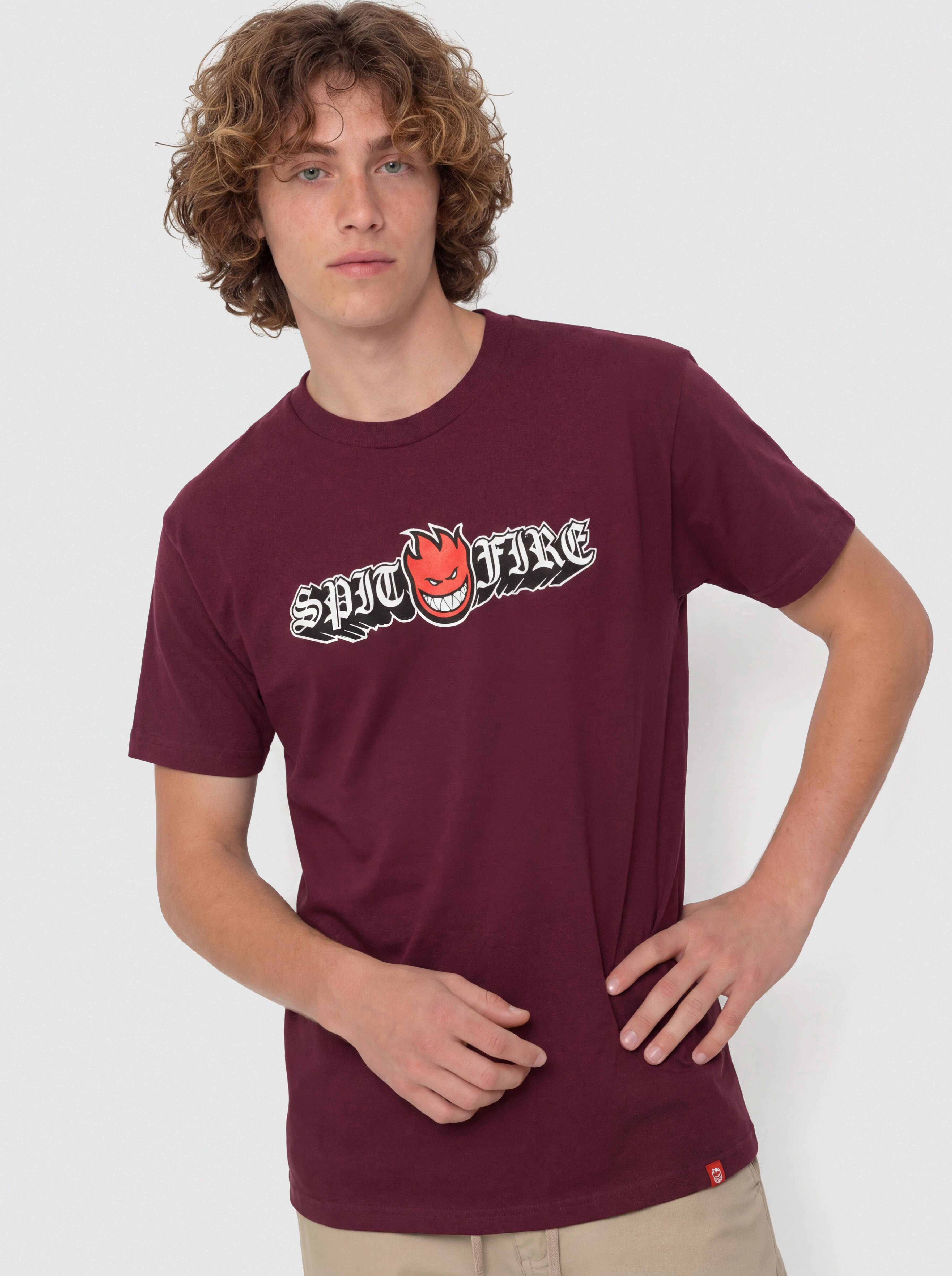 Tricou Spitfire Old E Drop Bighead (burgundy w/red black & white print)