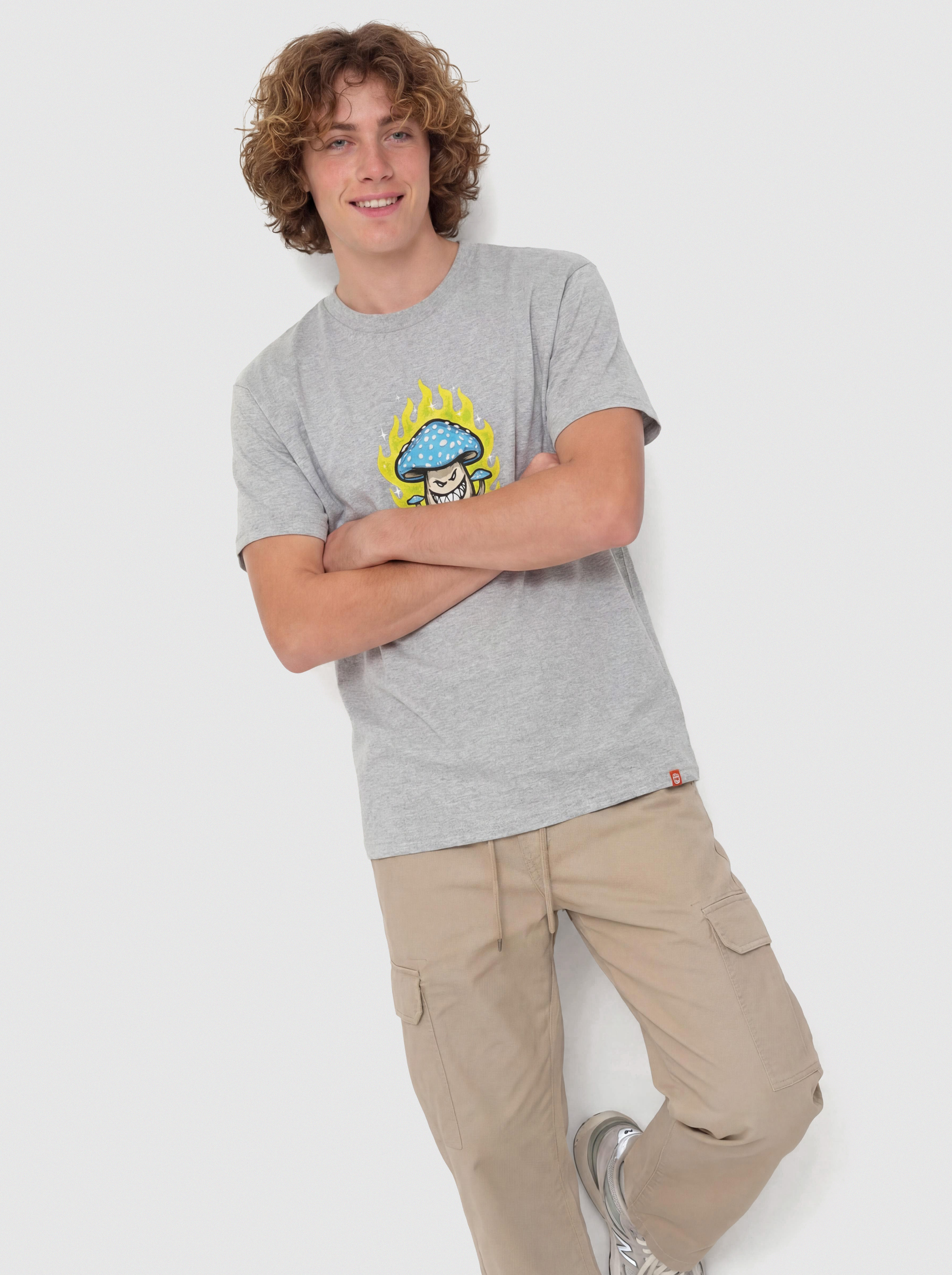 Tricou Spitfire Mushroom Bighead (heather grey w/multi color print)