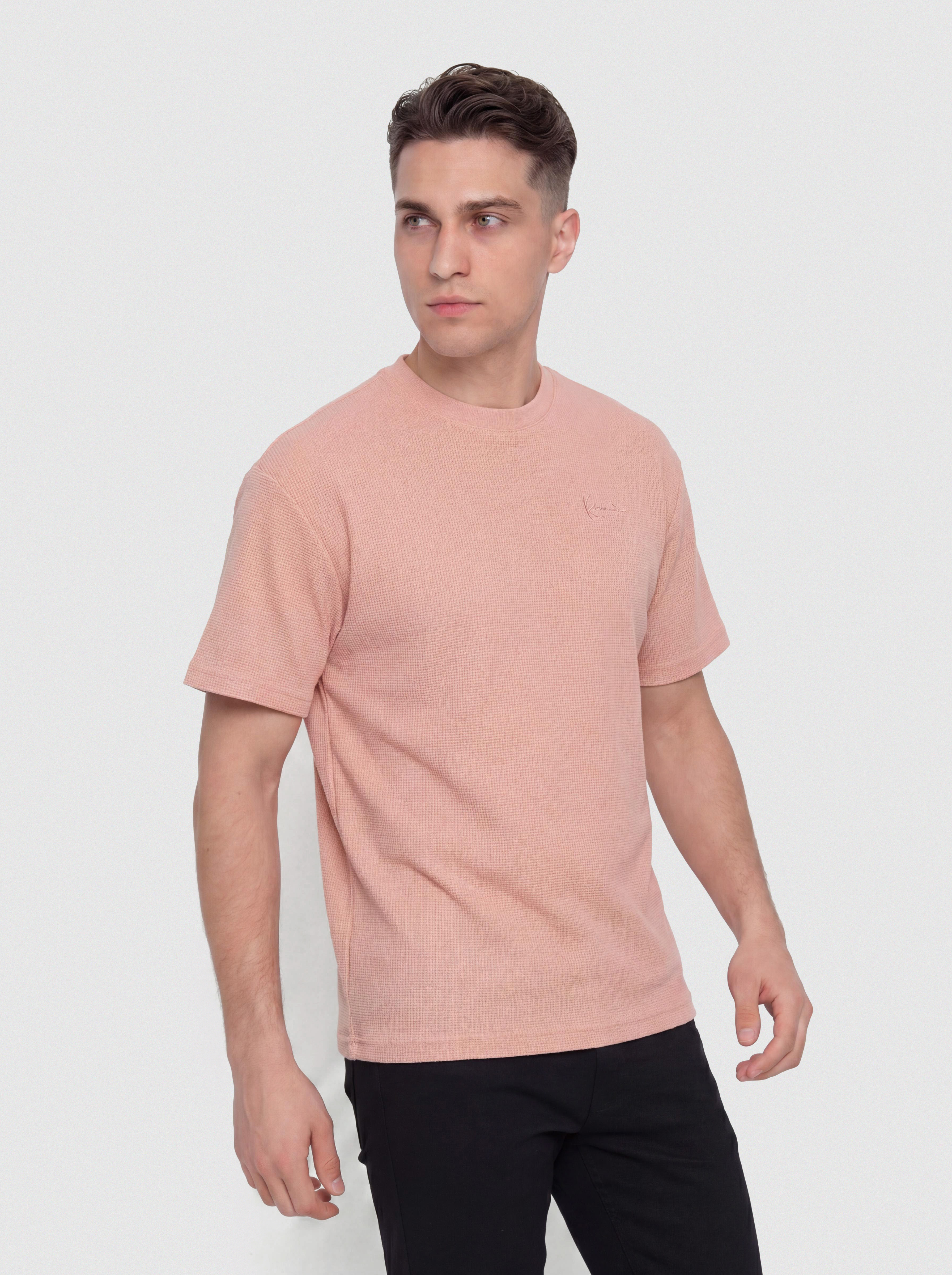 Tricou Karl Kani Signature Waffle Oversized (pink)