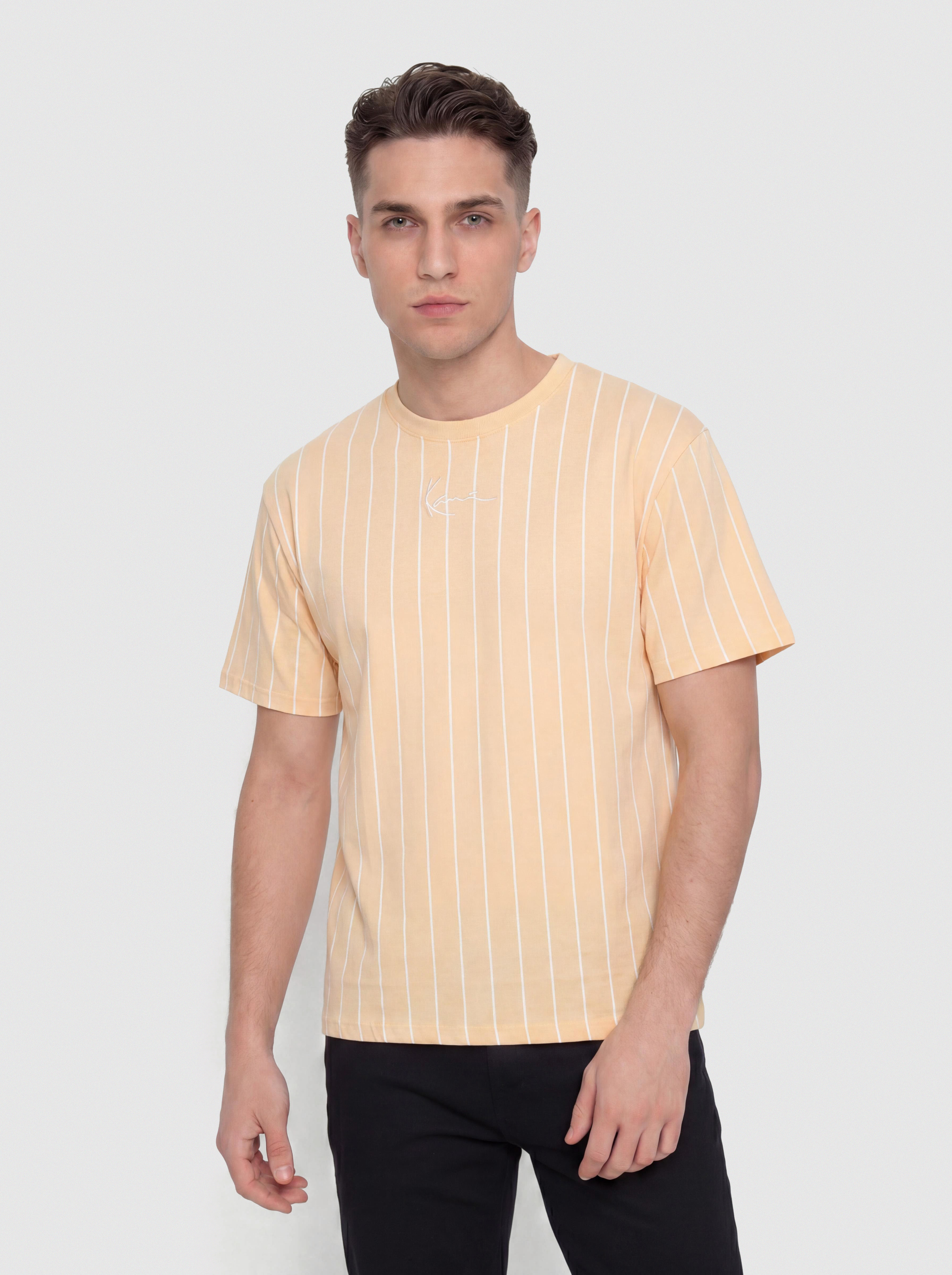 Tricou Karl Kani Small Signature Essential Pinstripe (orange)