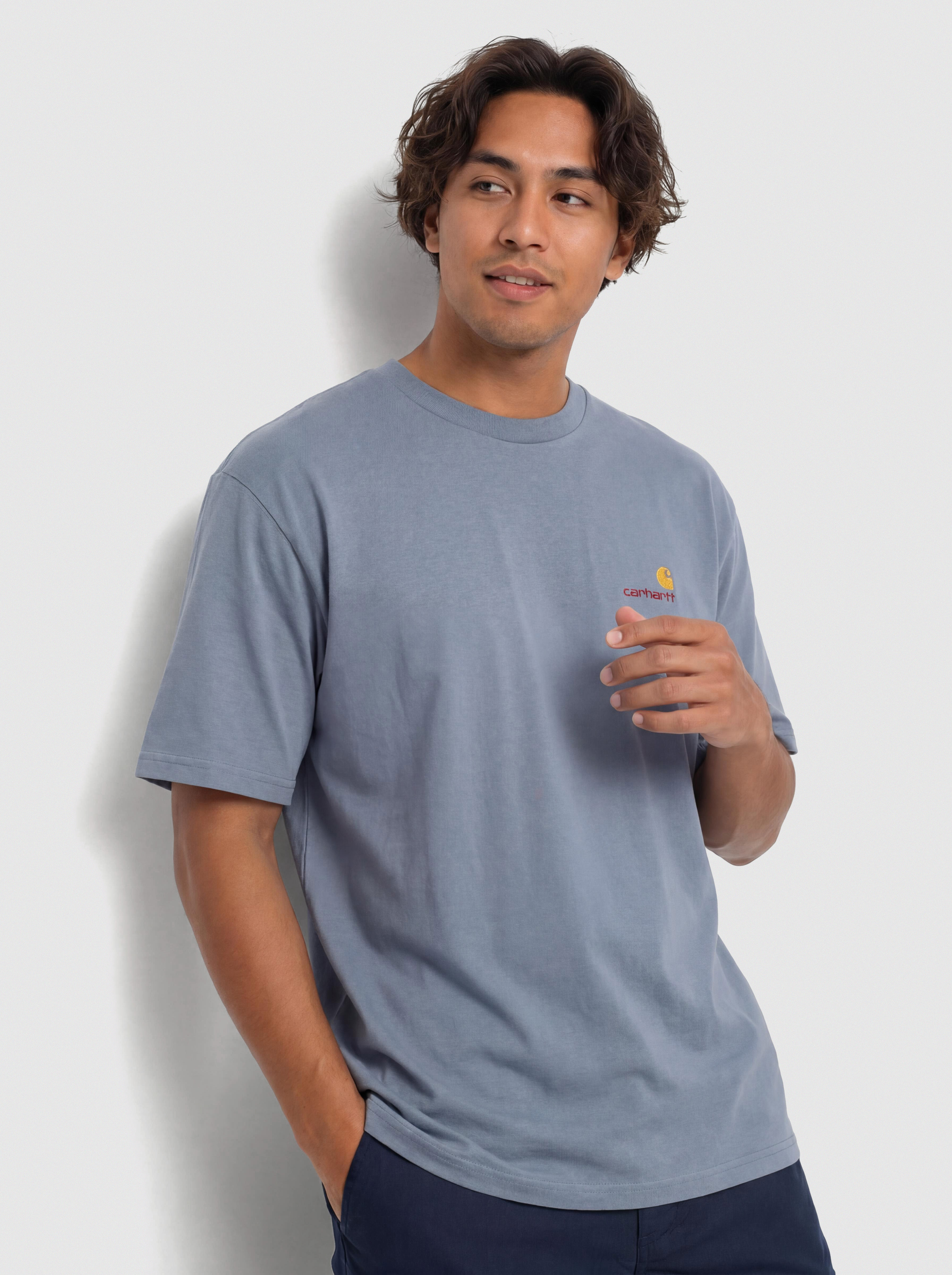 Tricou Carhartt WIP American Script (shady blue)