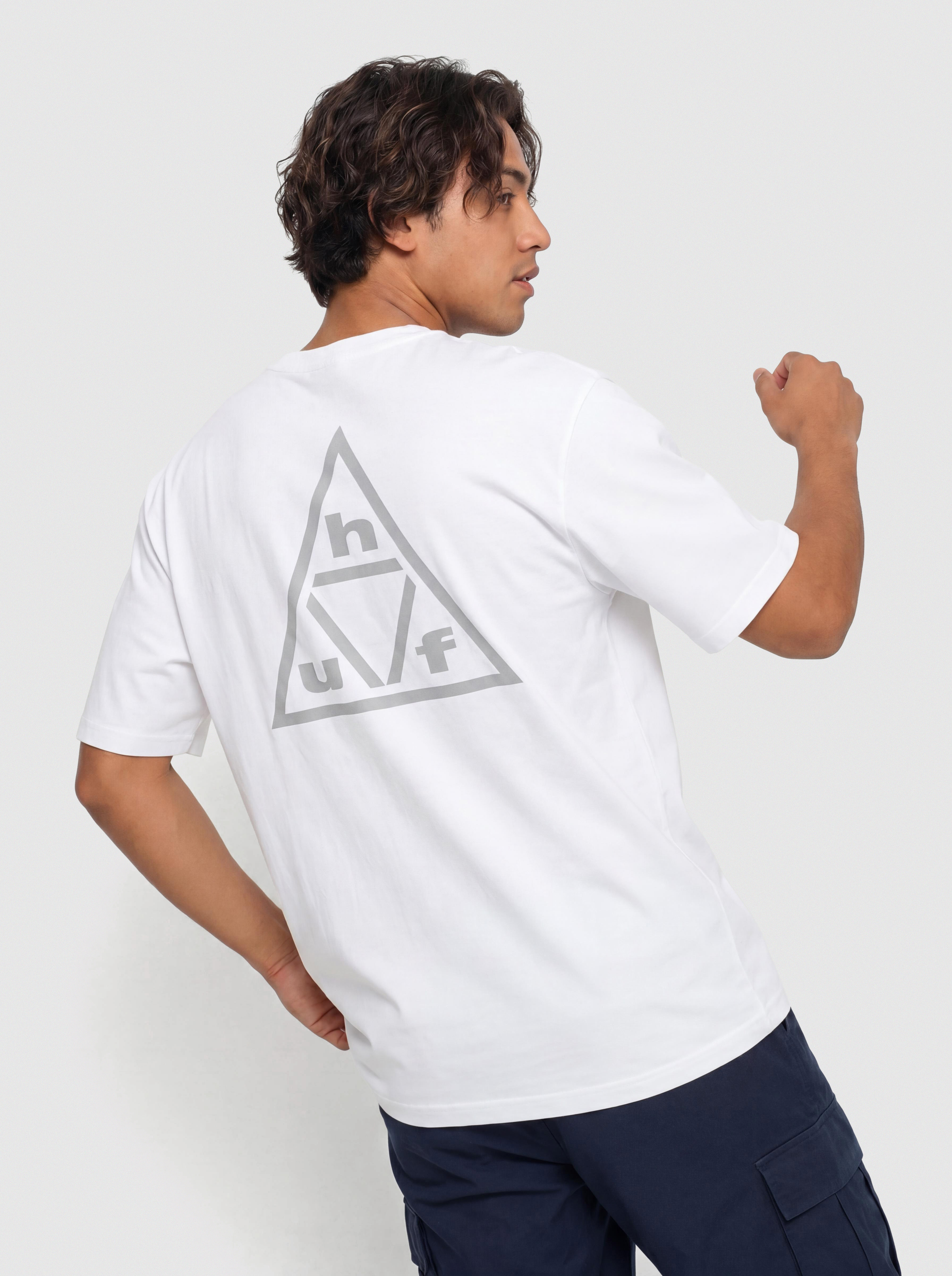 Tricou HUF Triple Triangle (white/grey)
