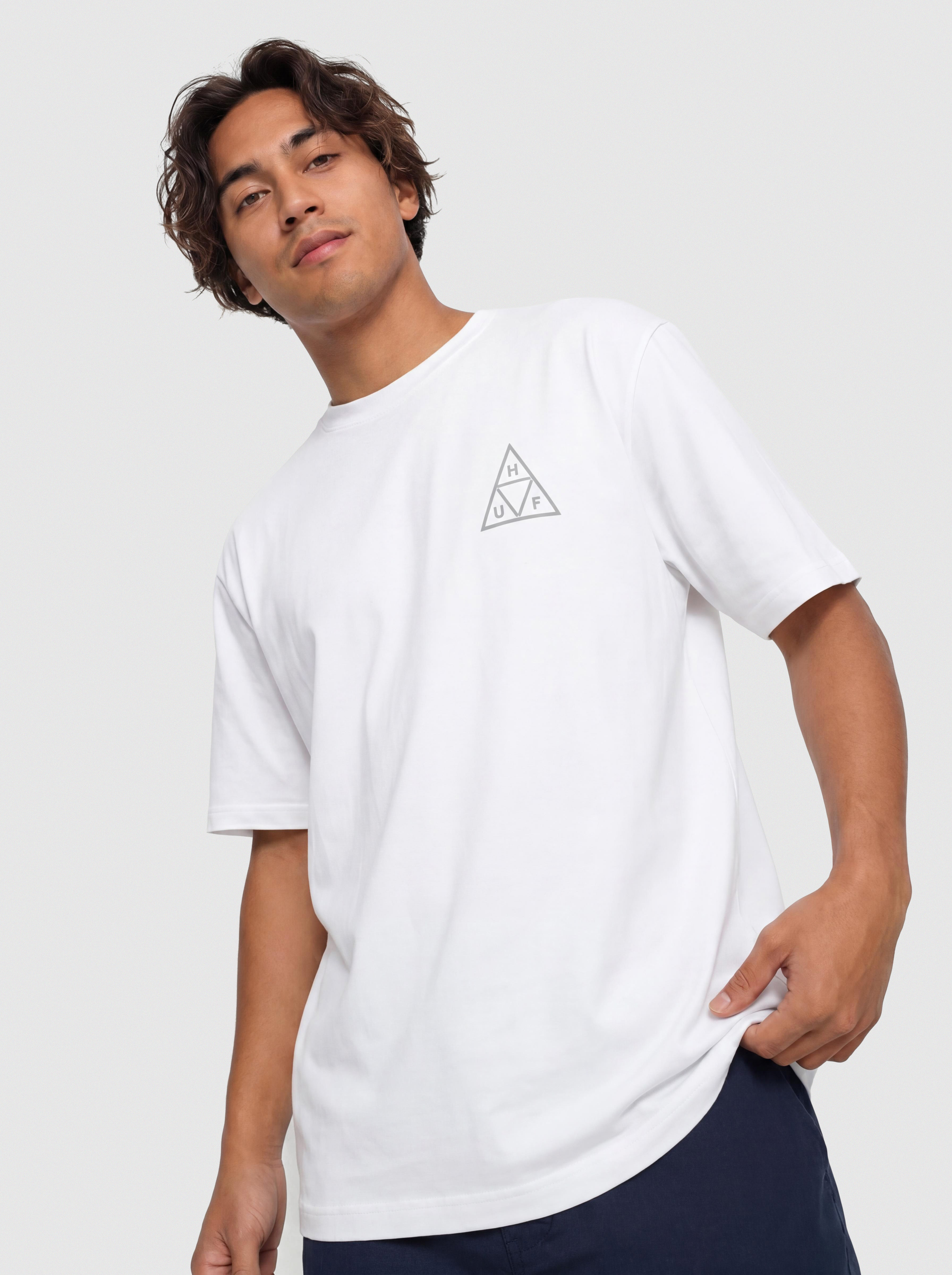 Tricou HUF Triple Triangle (white/grey)