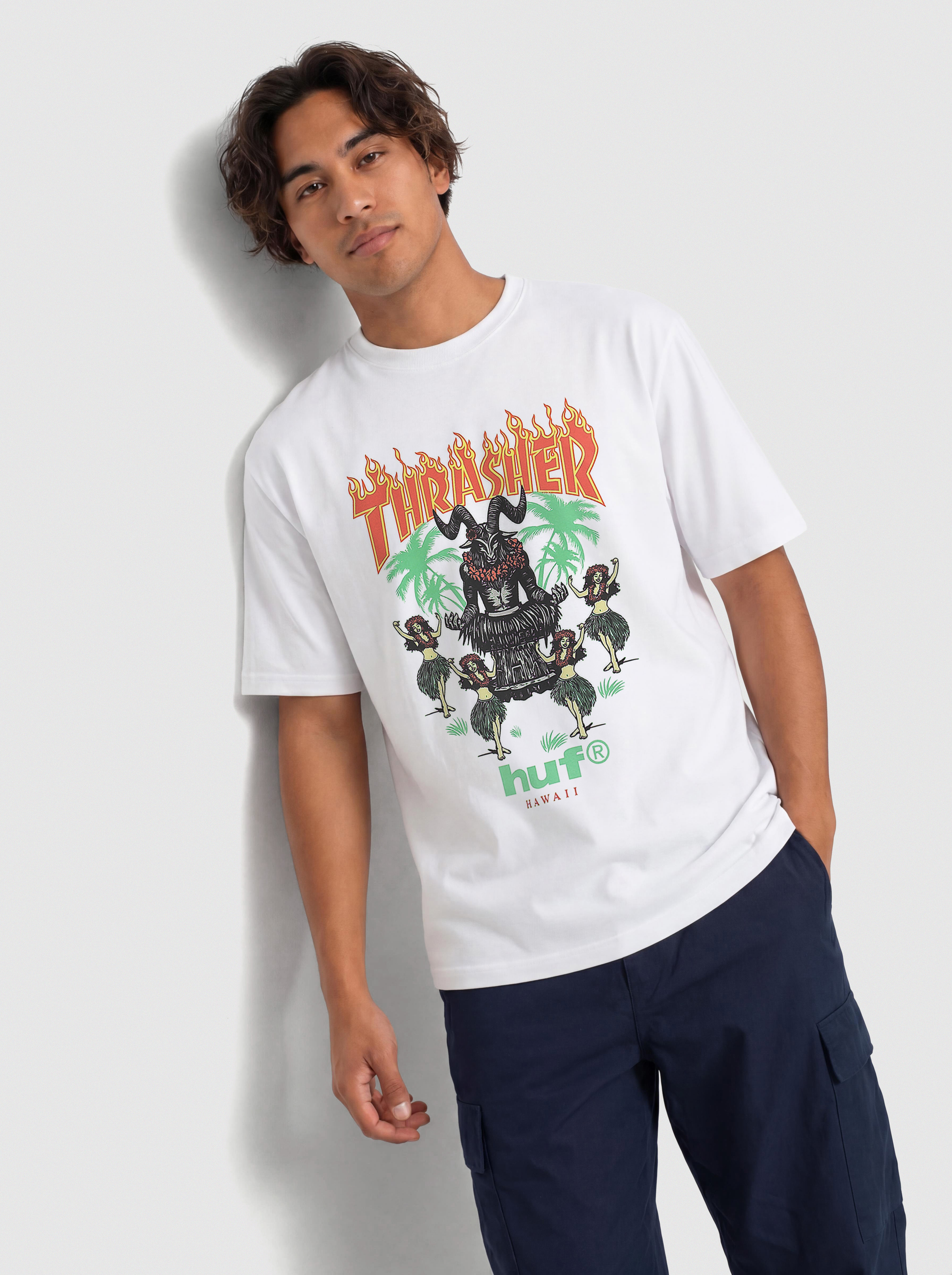 Tricou HUF X Thrasher Goat Luau (white)