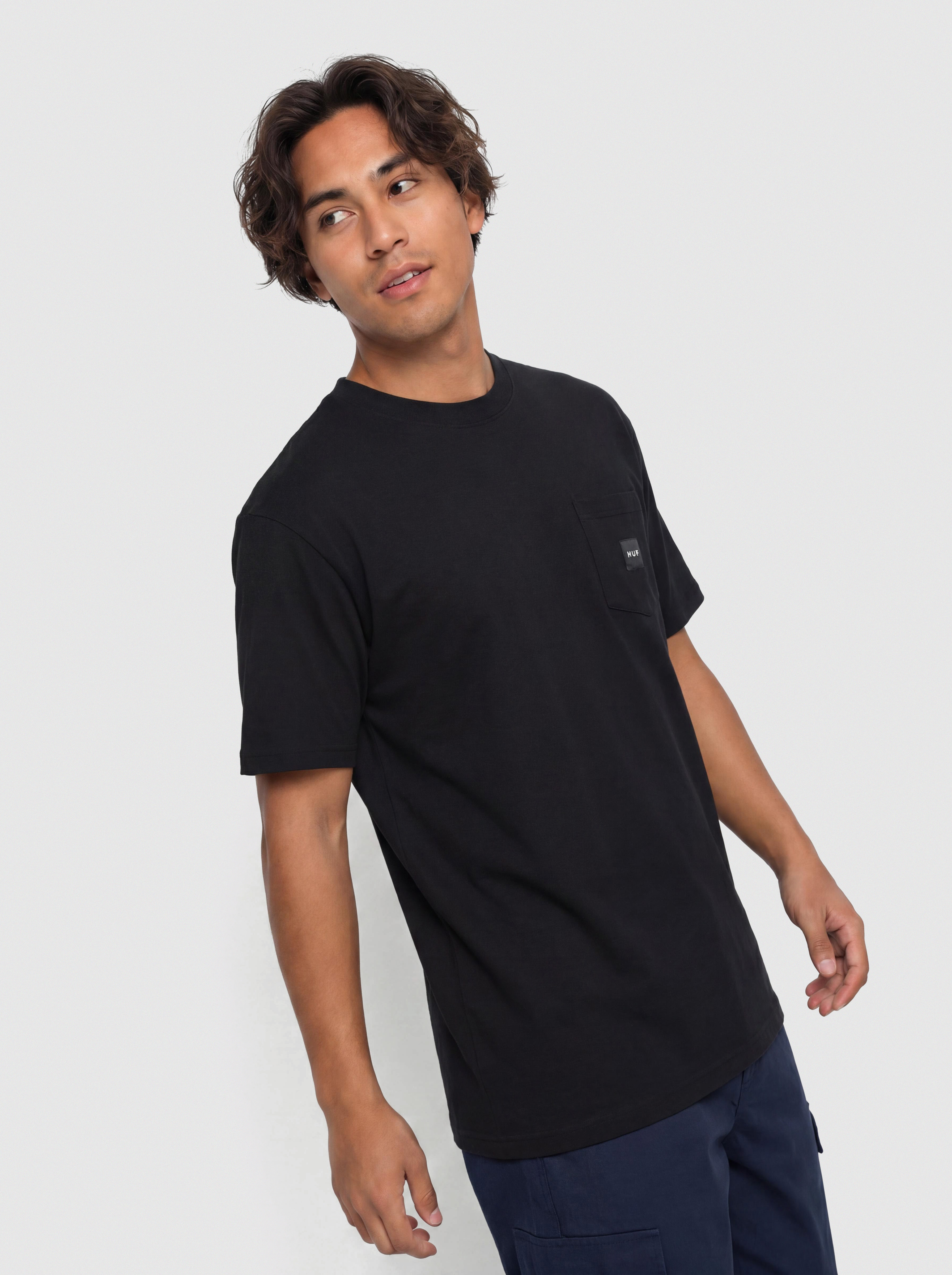 Tricou HUF Box Logo Pocket (black/black)