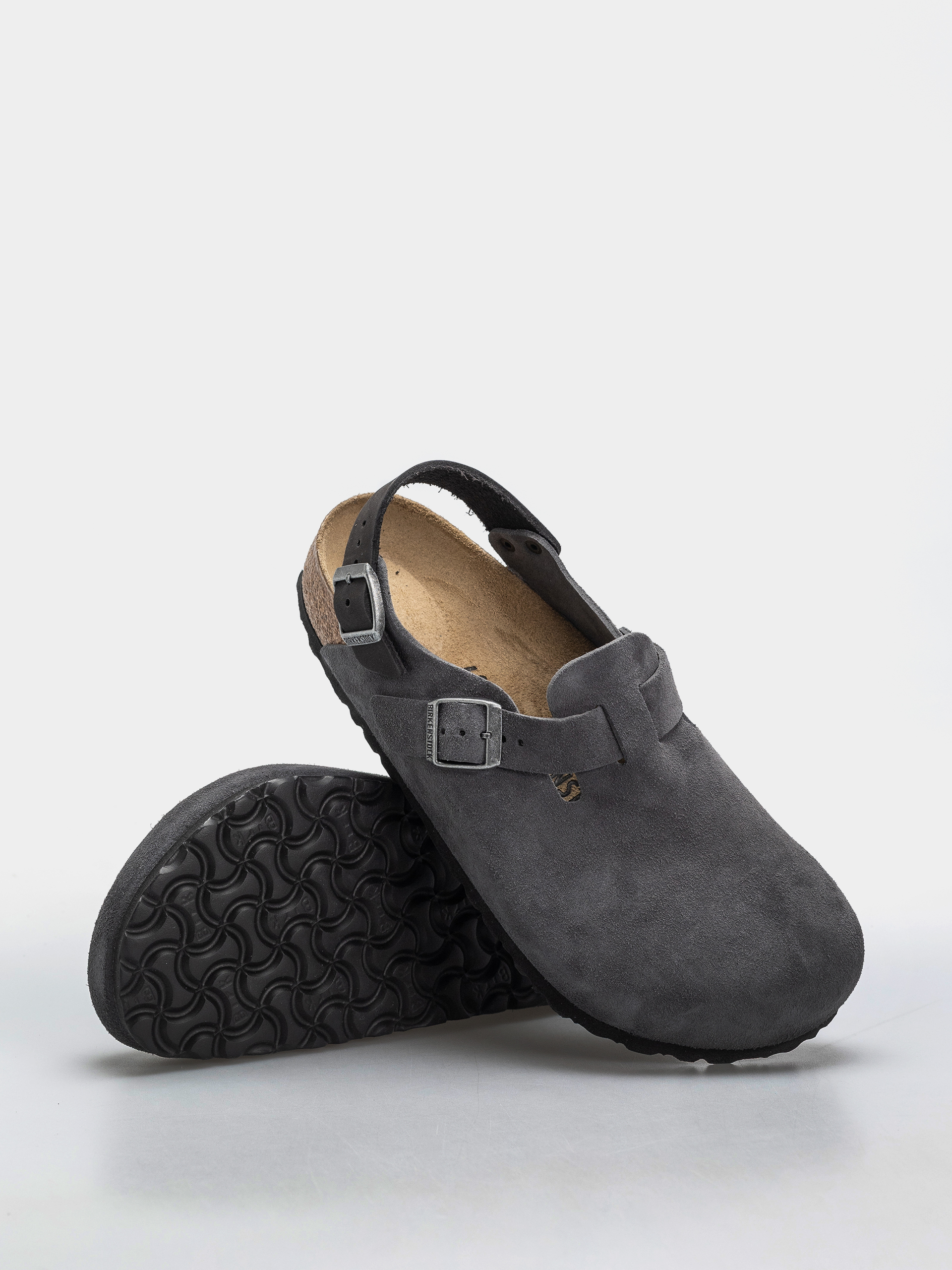 Șlapi Birkenstock Tokio Suede Leather Regular (charcoal)