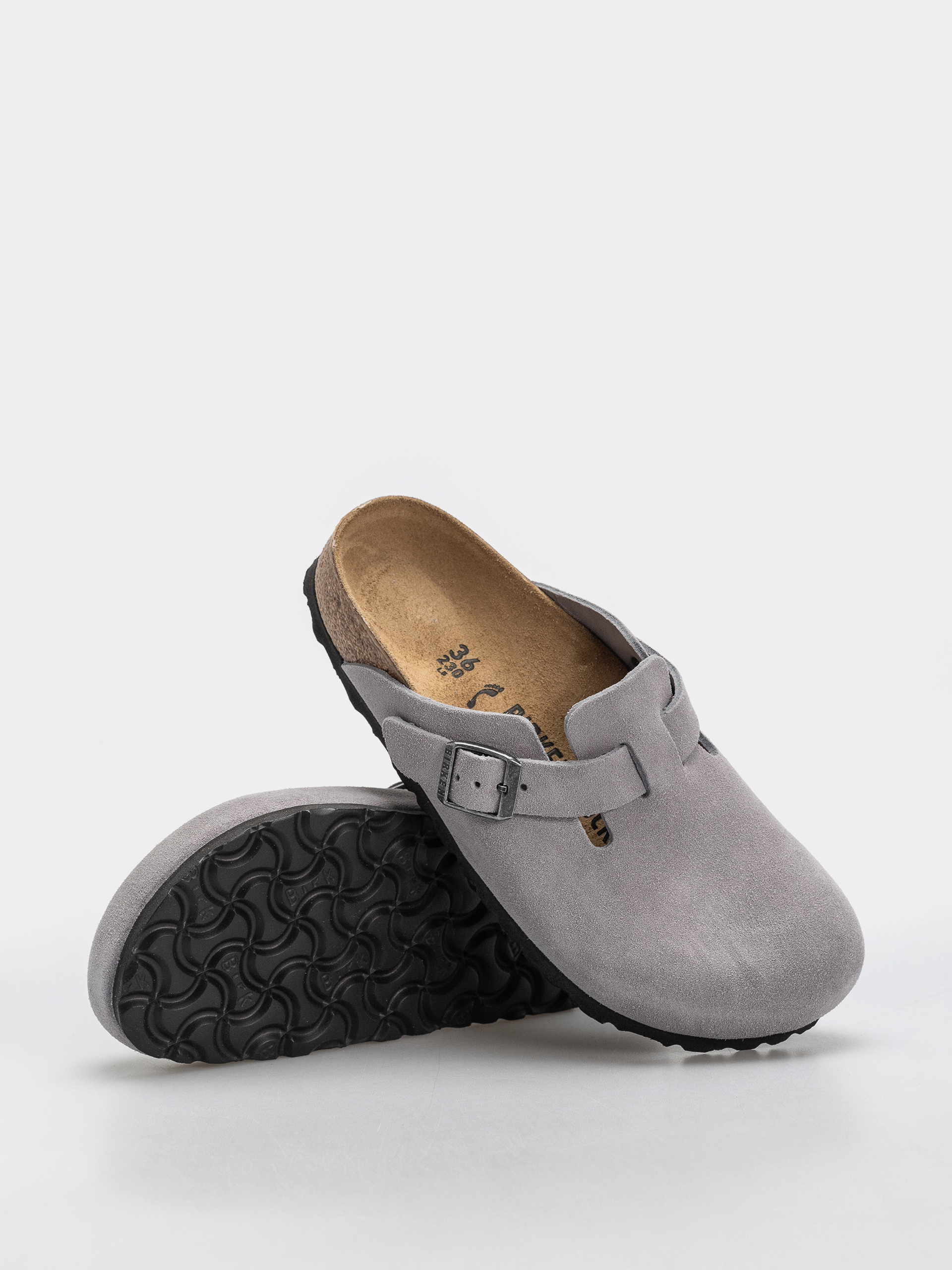 Șlapi Birkenstock Boston Suede Leather Narrow (lavender sky)