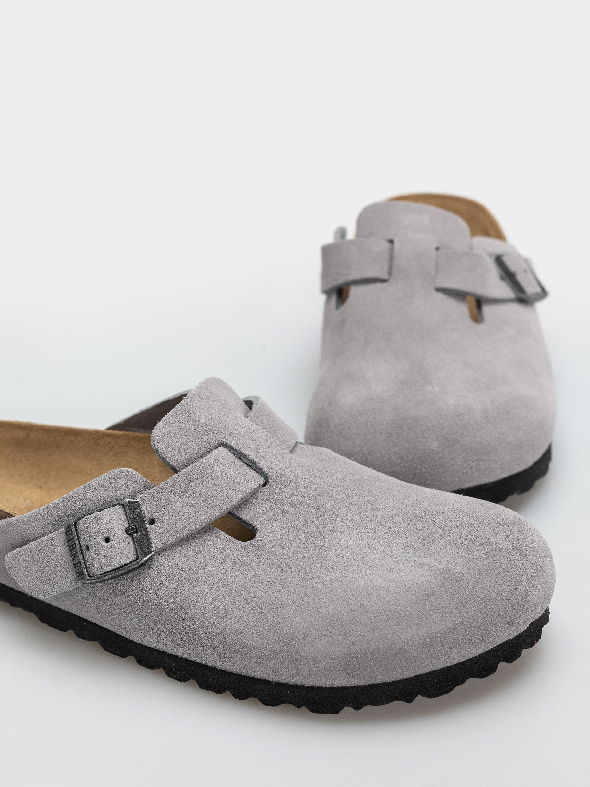 Șlapi Birkenstock Boston Suede Leather Narrow (lavender sky)
