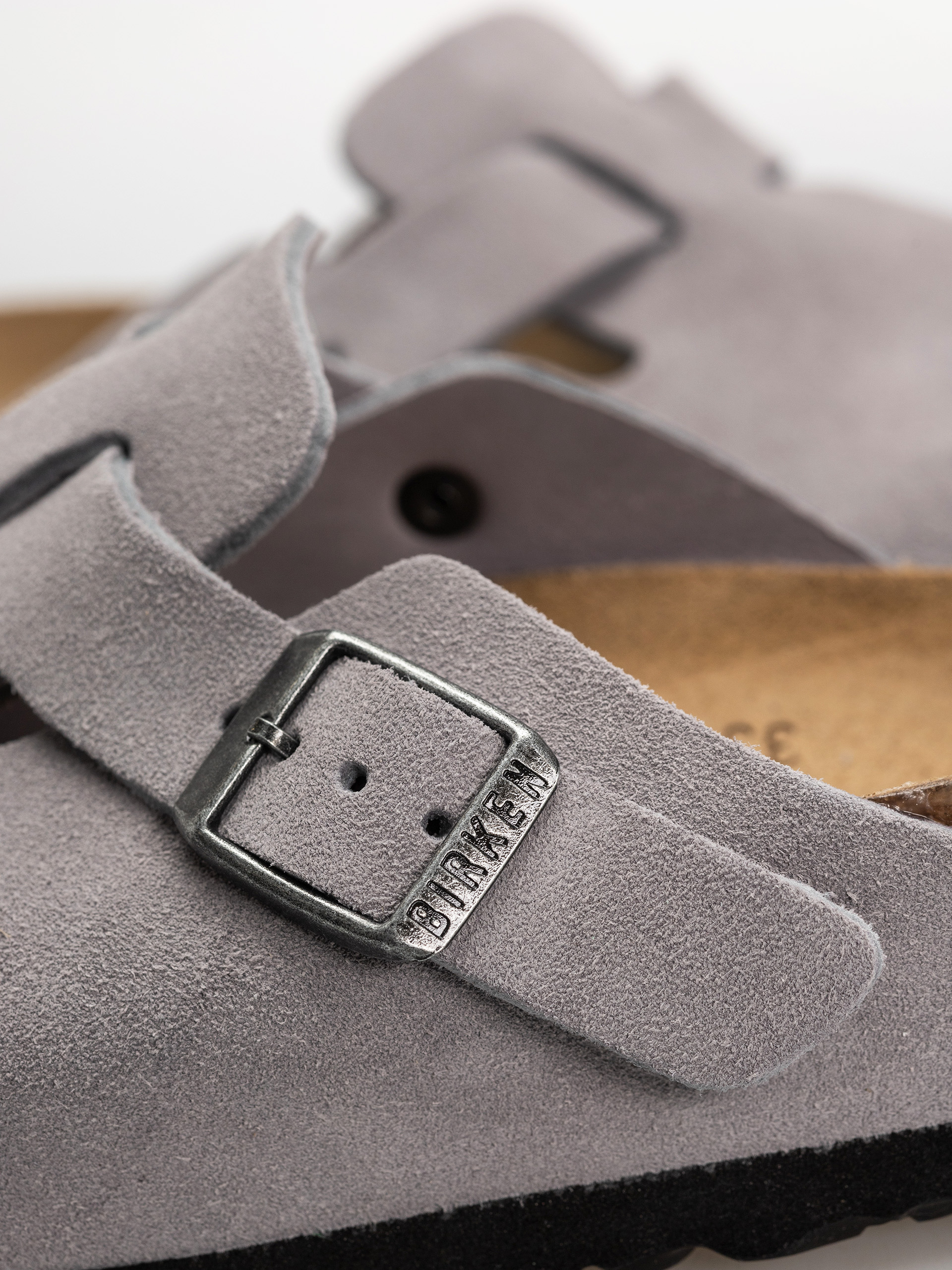 Șlapi Birkenstock Boston Suede Leather Narrow (lavender sky)