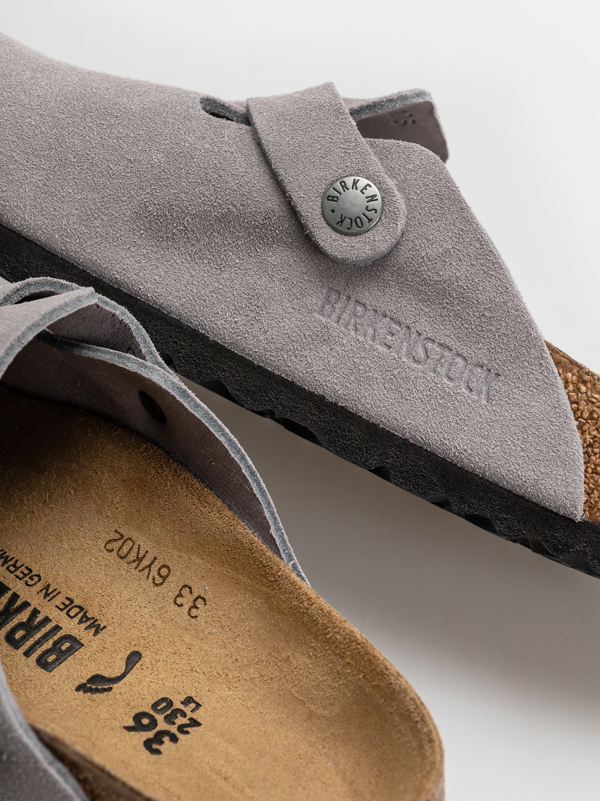 Șlapi Birkenstock Boston Suede Leather Narrow (lavender sky)