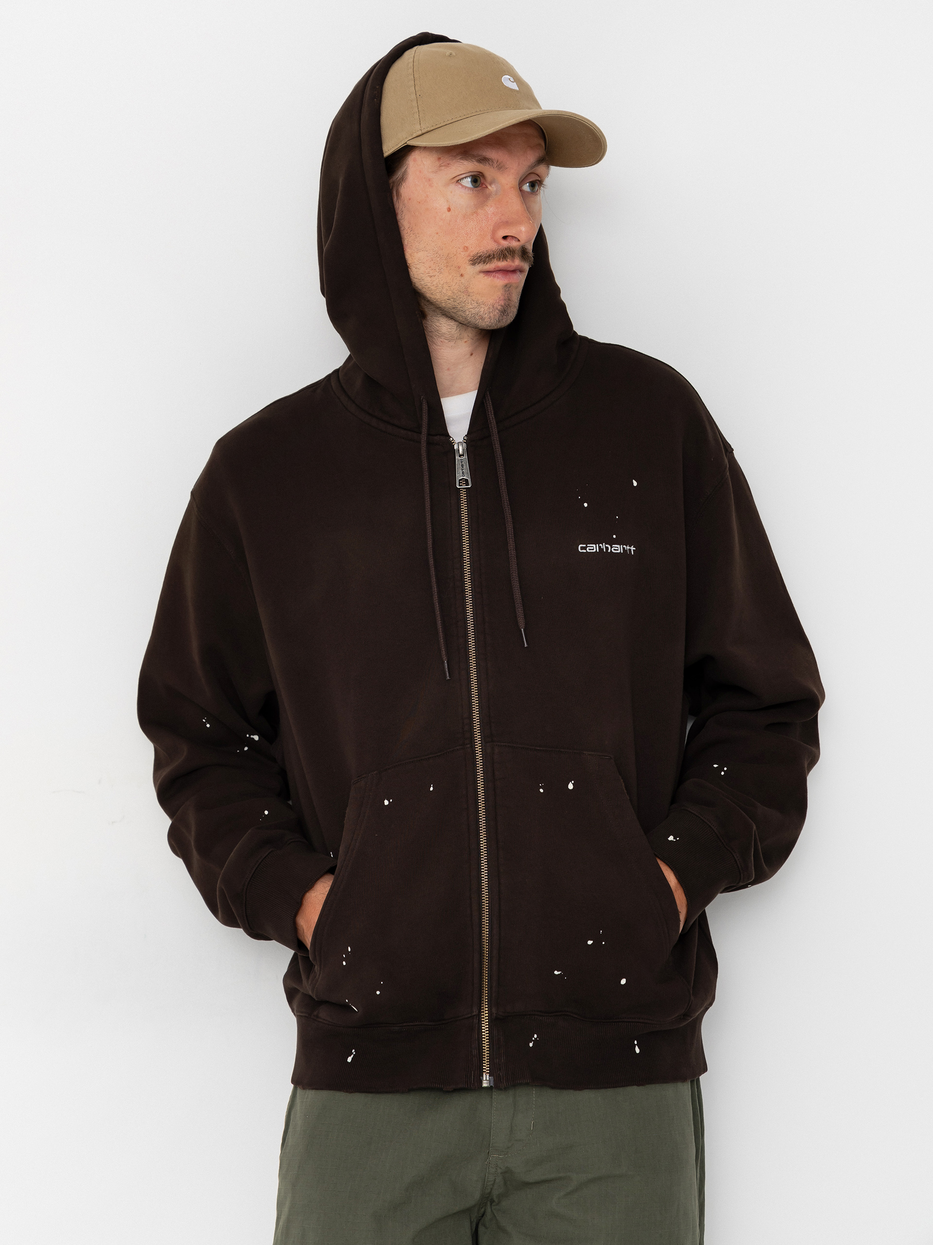 Hanorac cu glugă Carhartt WIP Painter ZHD (tobacco)
