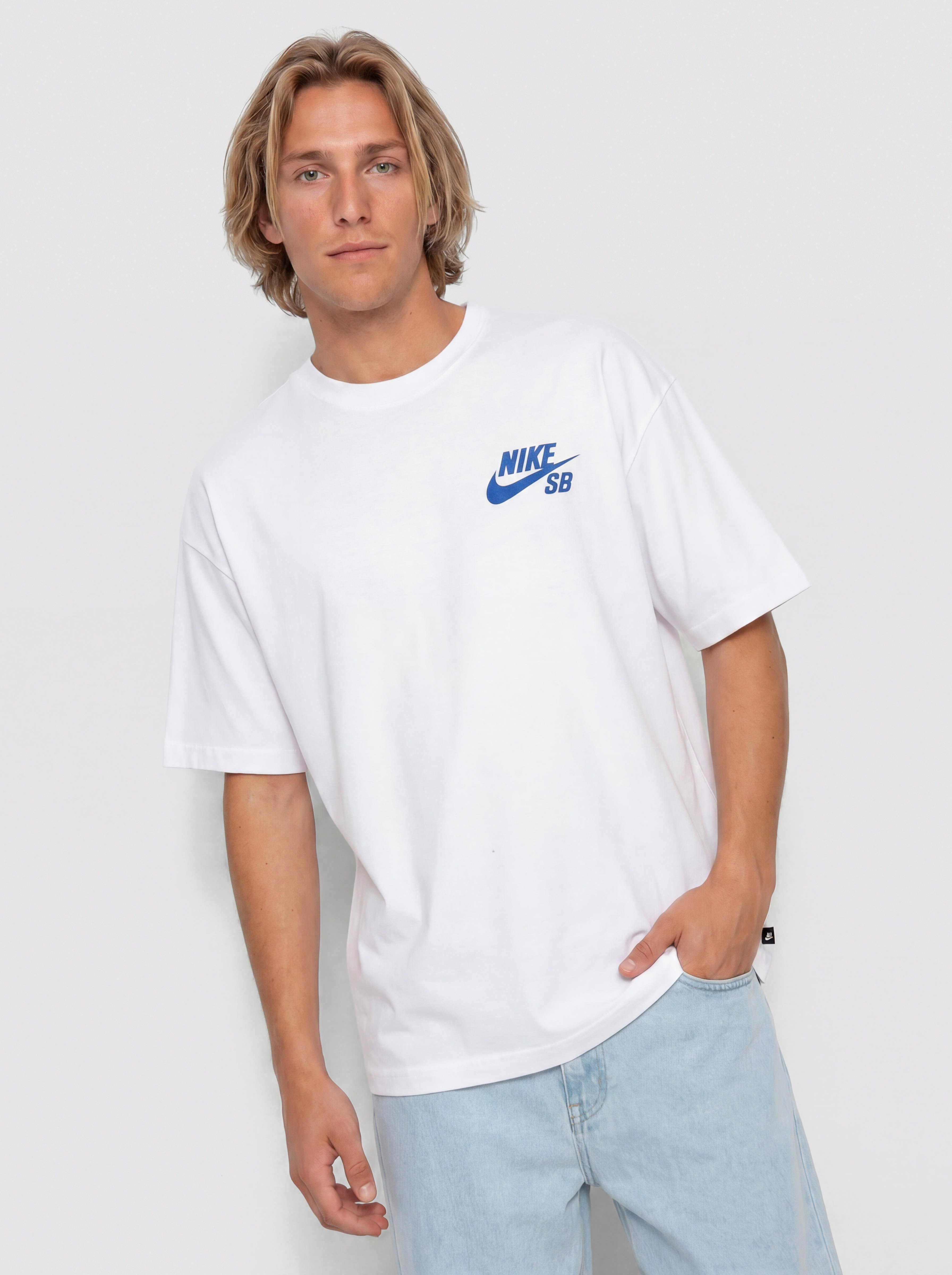 Tricou Nike SB Logo (white/game royal)