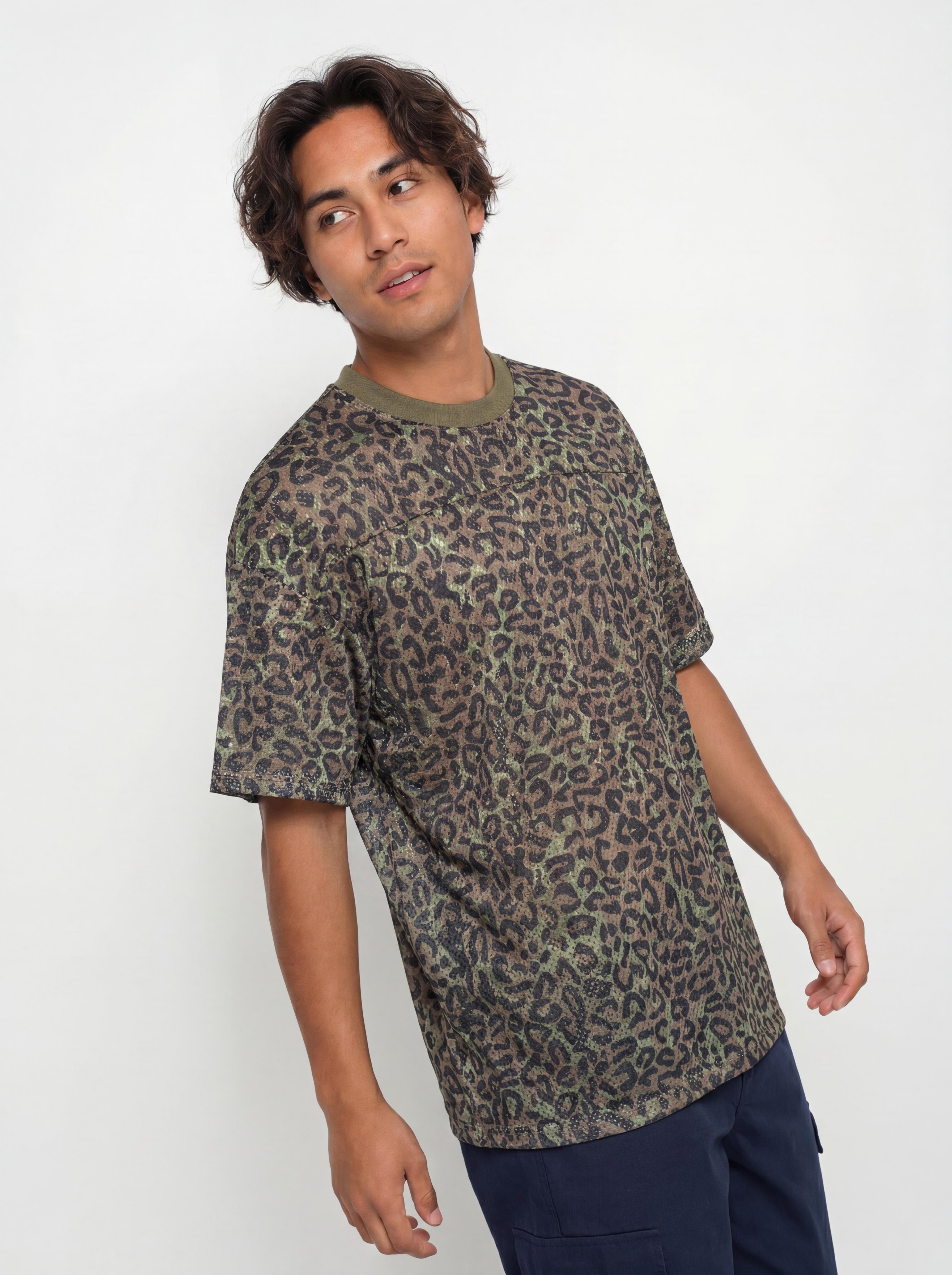 Tricou Wasted Paris Cheetah Mesh Boxy (olive khaki camo)