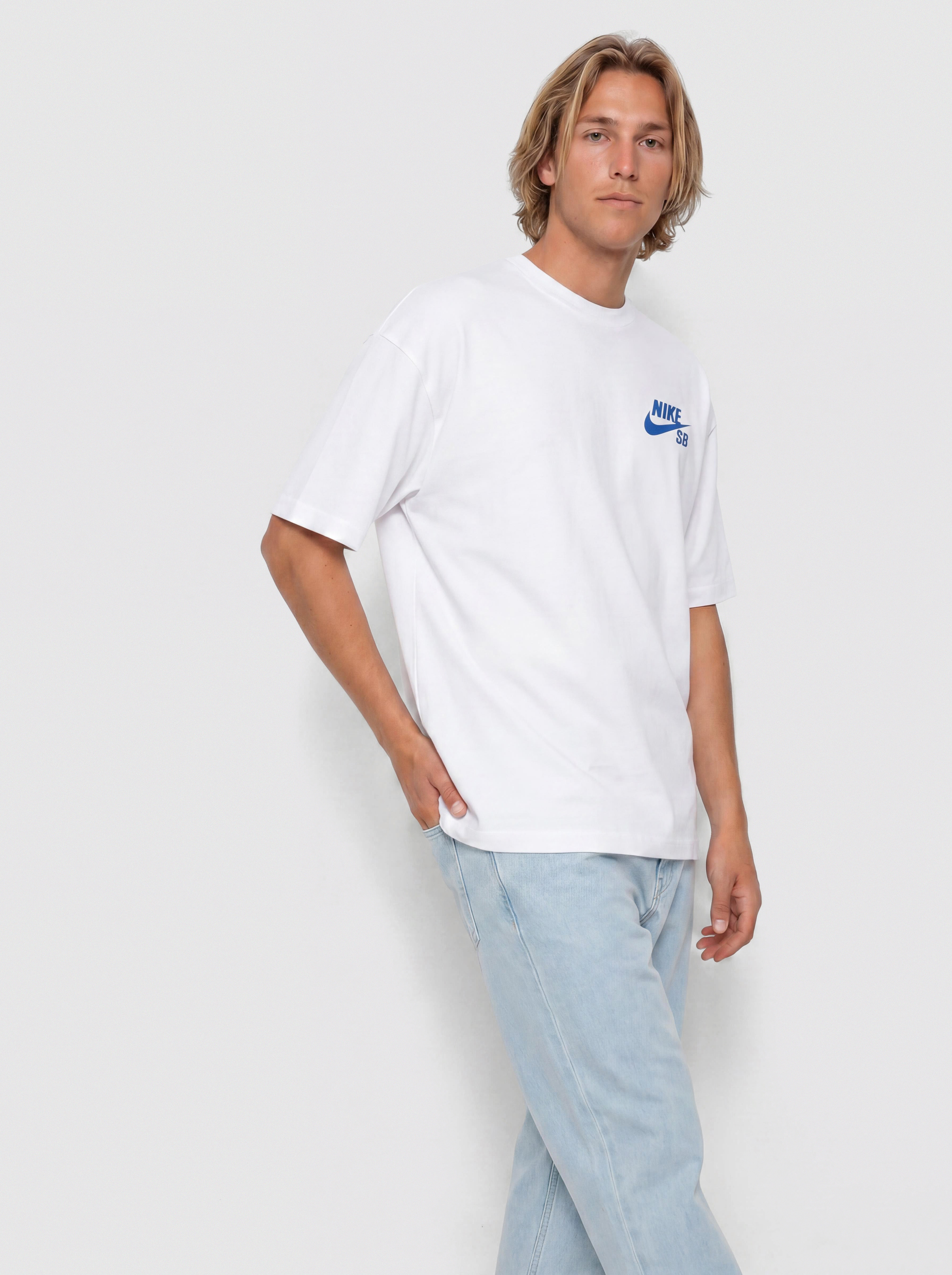 Tricou Nike SB Logo (white/game royal)