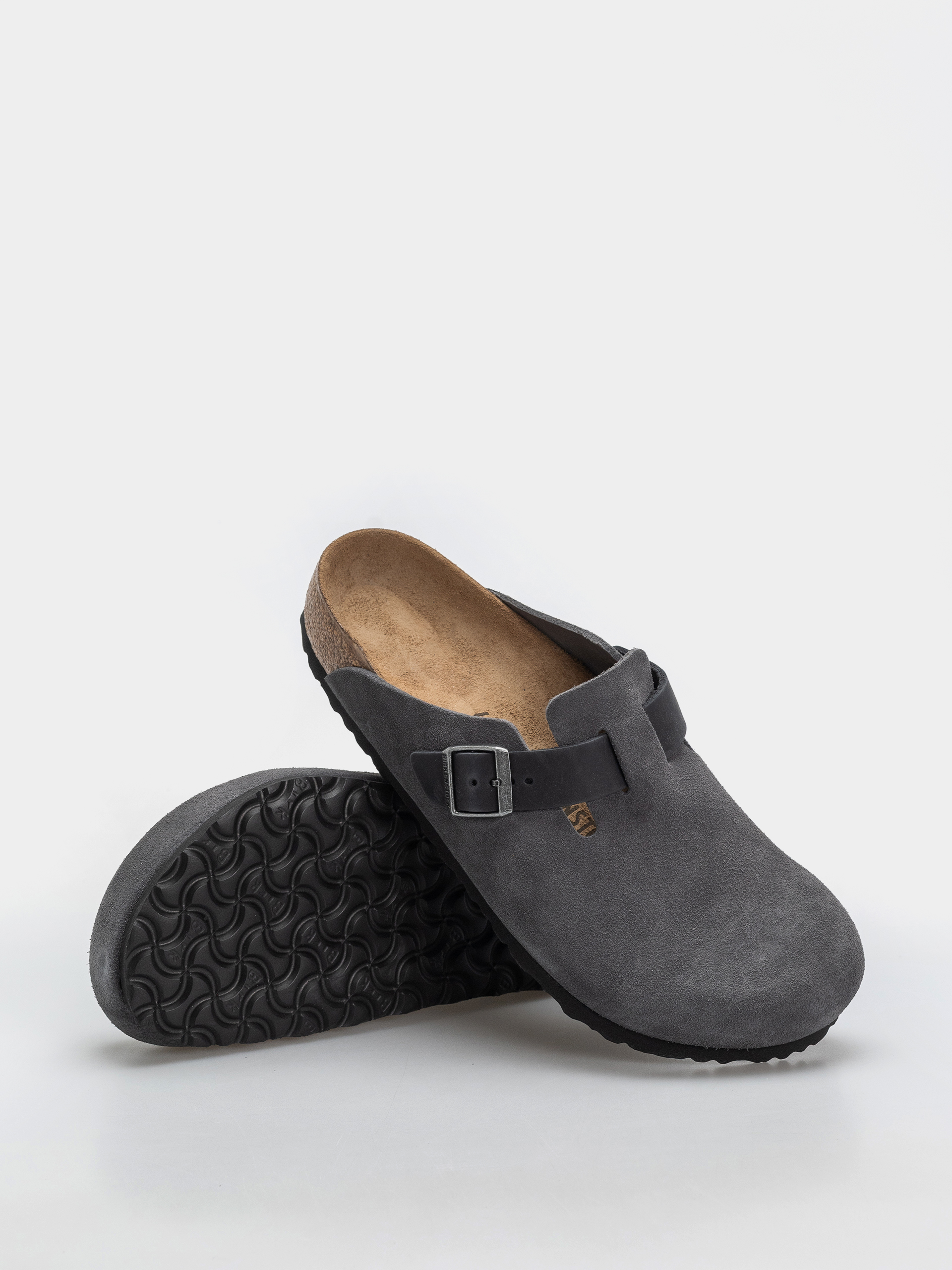 Șlapi Birkenstock Boston Mixed Leather Regular (charcoal)