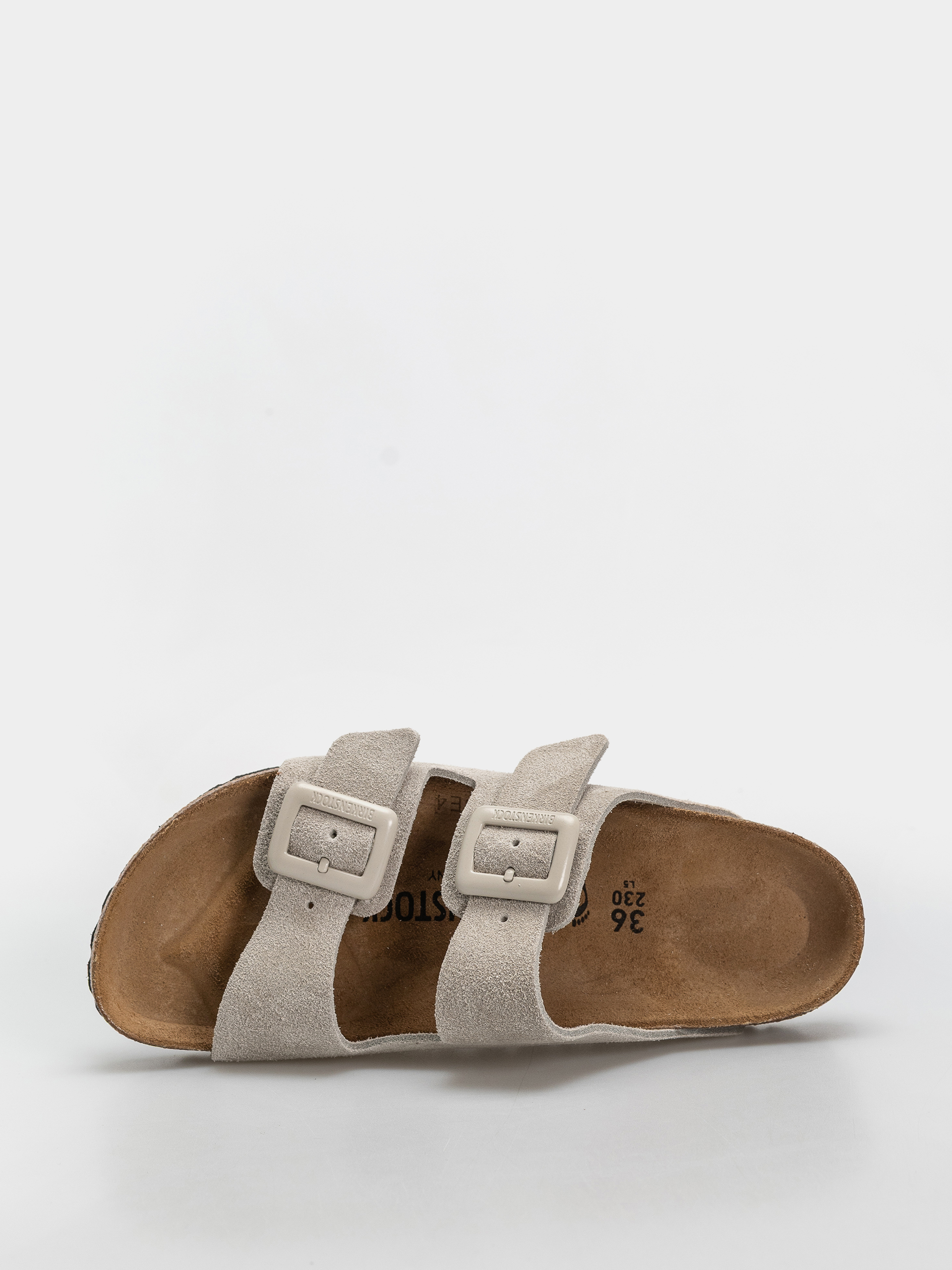 Șlapi Birkenstock Arizona Suede Leather Cushion Buckle Narrow Wmn (oyster)