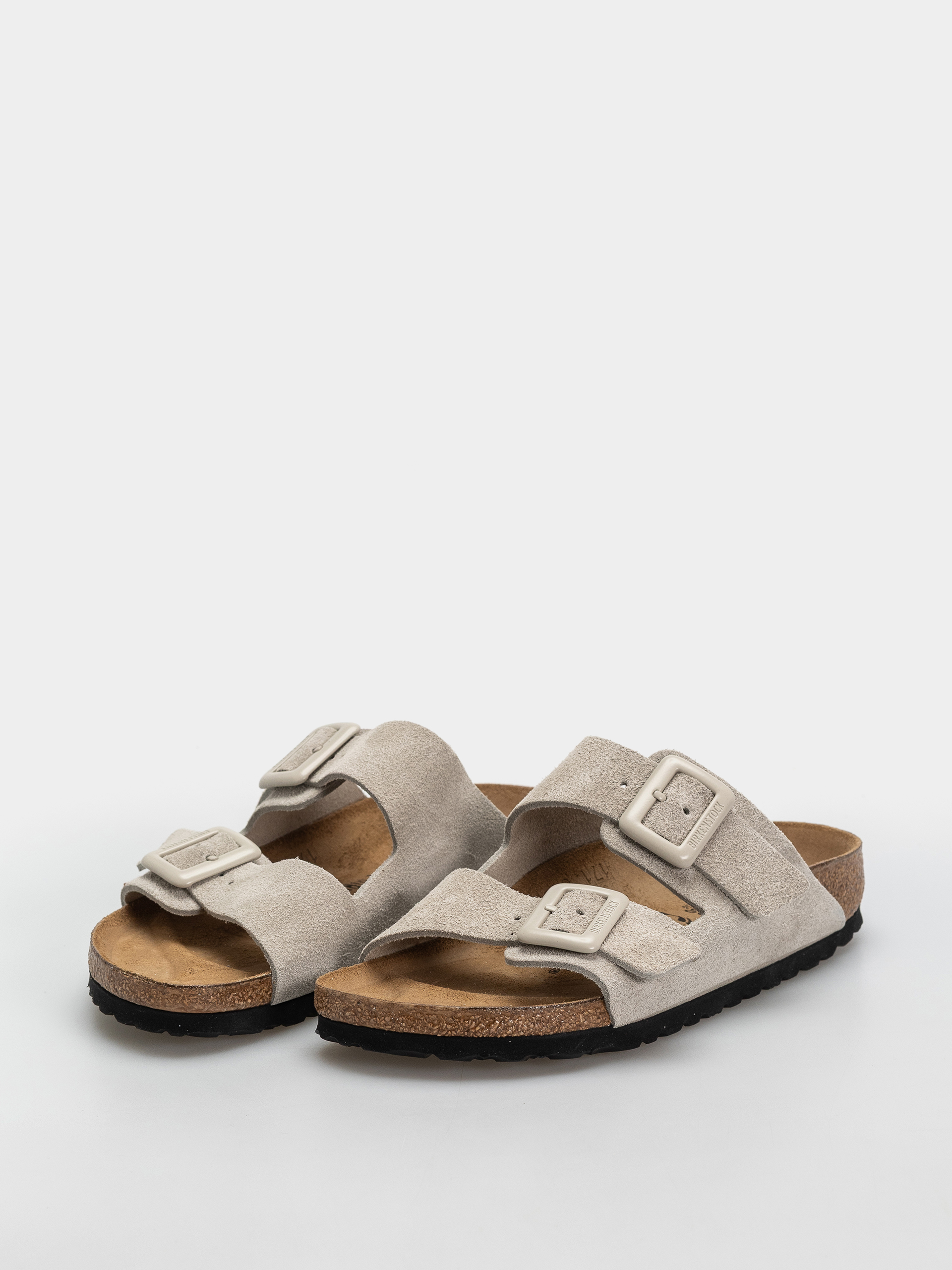 Șlapi Birkenstock Arizona Suede Leather Cushion Buckle Narrow Wmn (oyster)