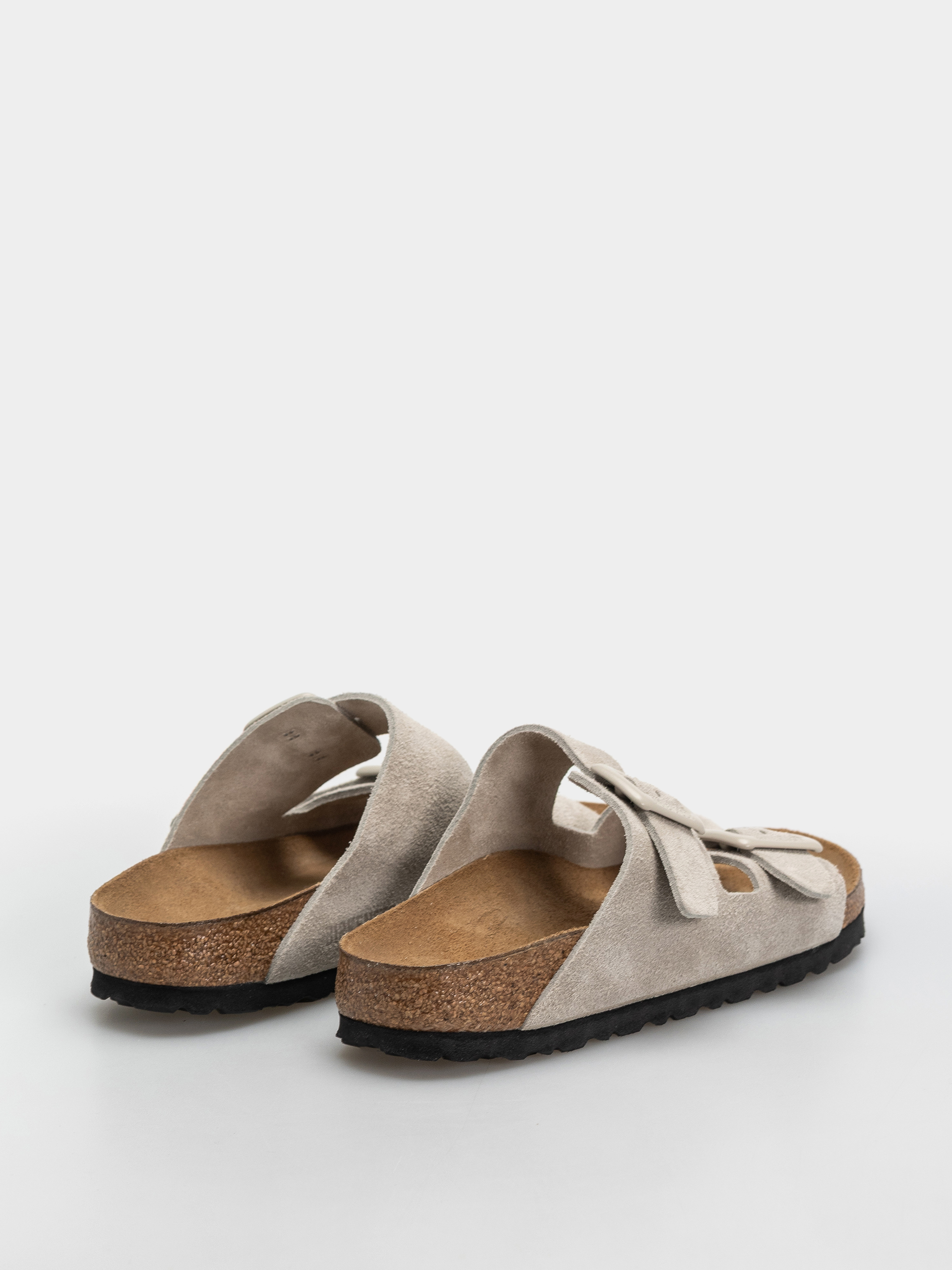 Șlapi Birkenstock Arizona Suede Leather Cushion Buckle Narrow Wmn (oyster)