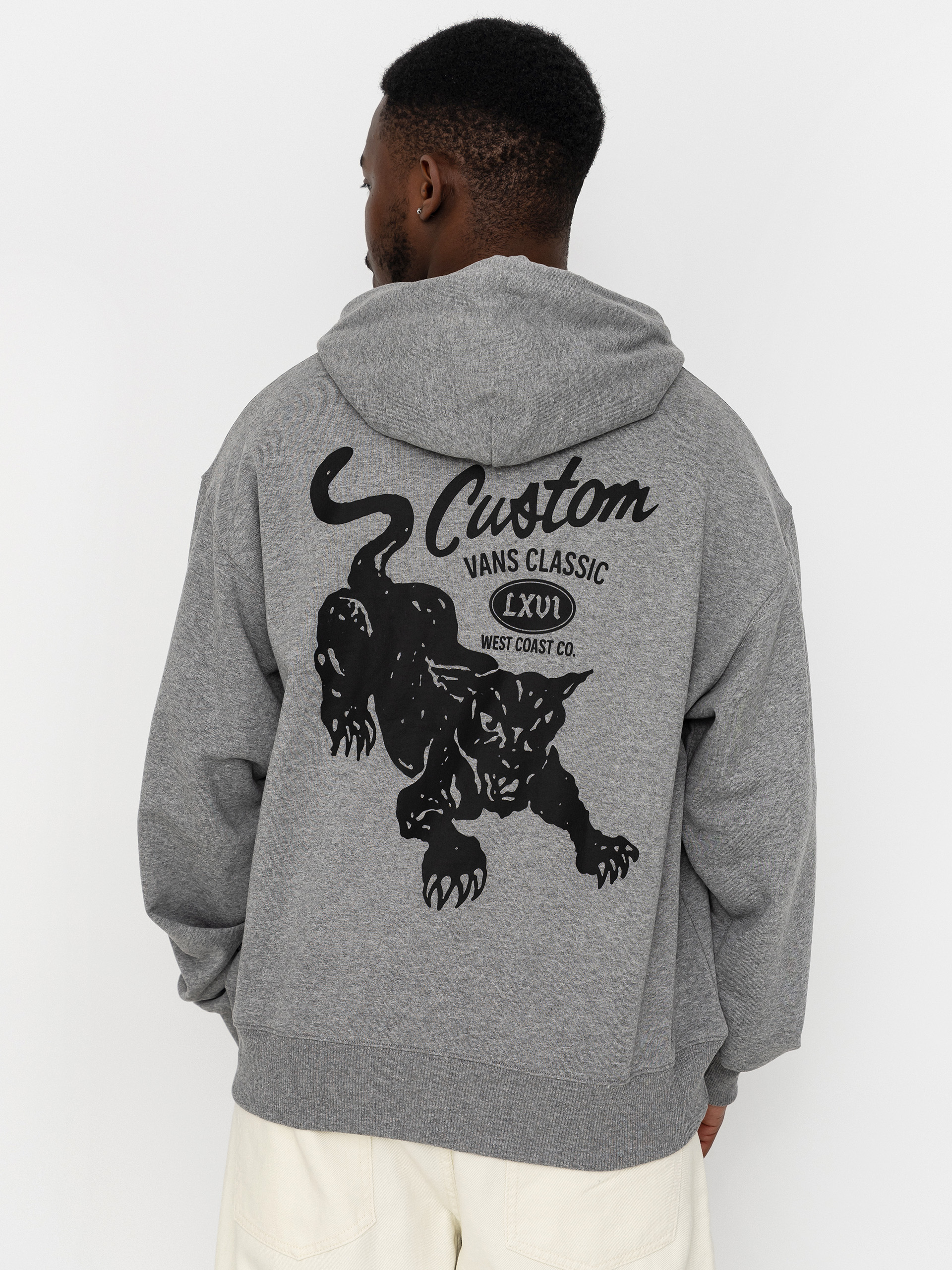 Hanorac cu glugă Vans Custom Cat HD (cement heather)