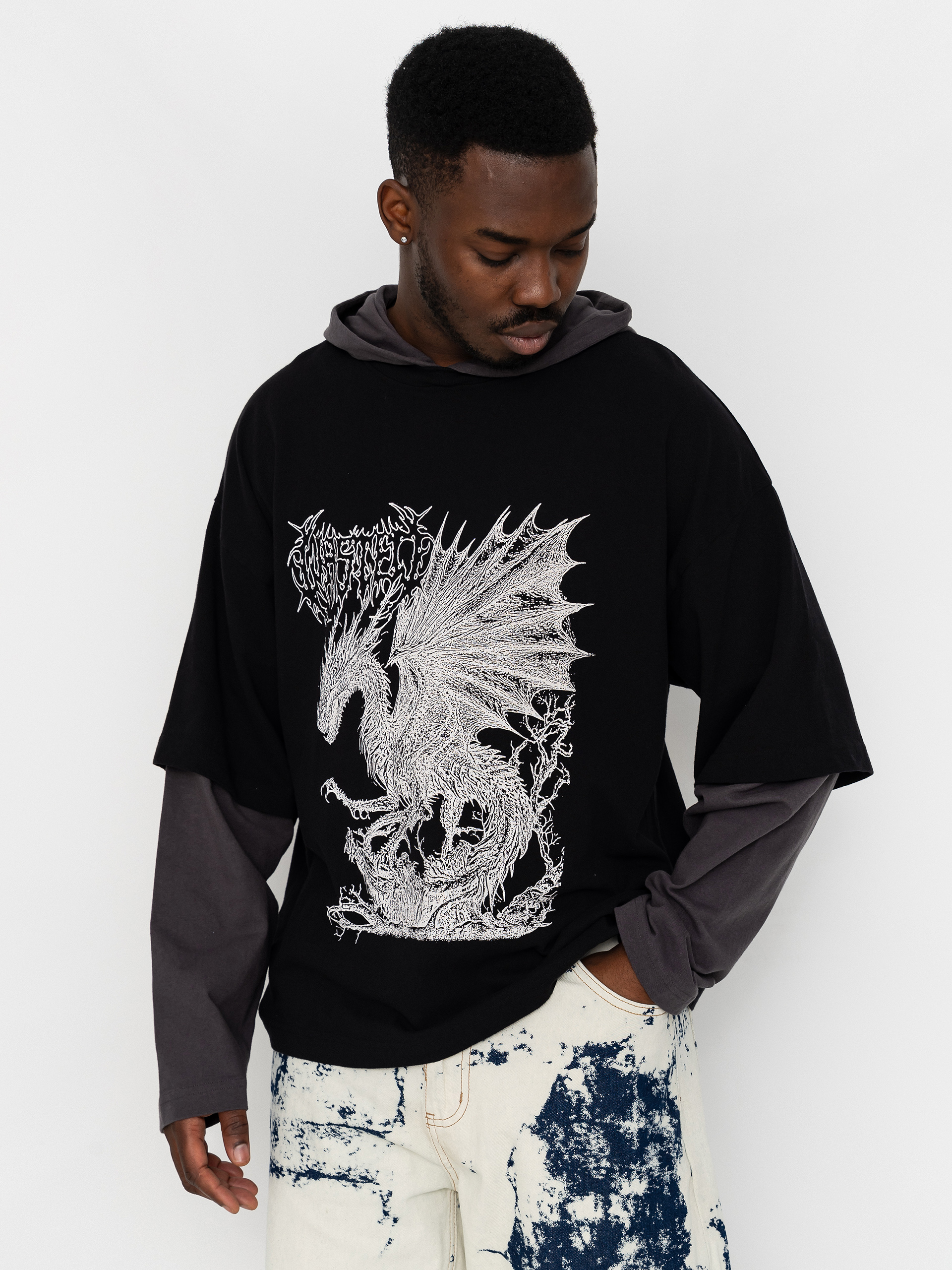 Hanorac cu glugă Wasted Paris Balaur Age HD (black/old black)