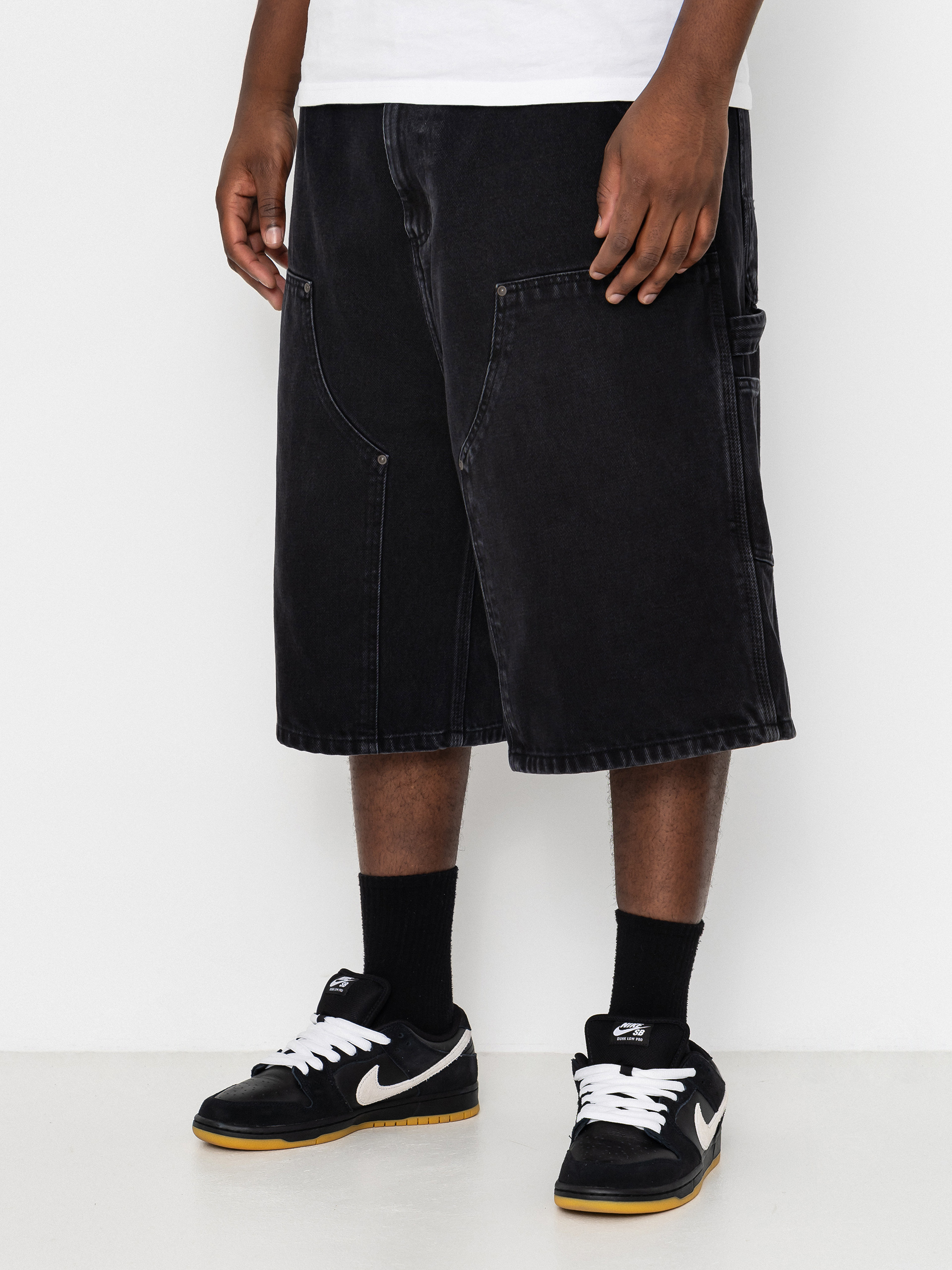 Pantaloni scurți Carhartt WIP OG Double Knee (black stone washed)