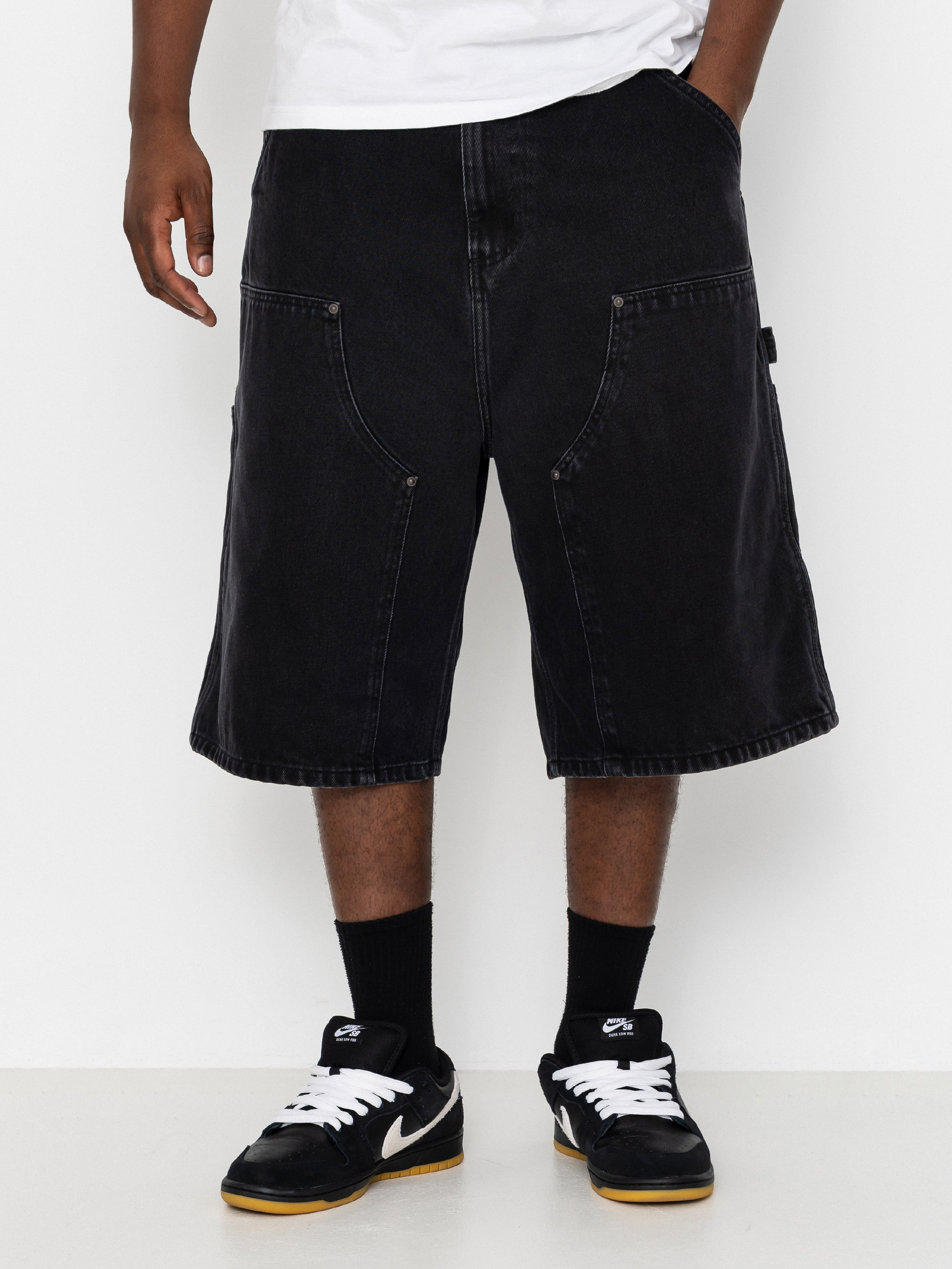 Pantaloni scurți Carhartt WIP OG Double Knee (black stone washed)