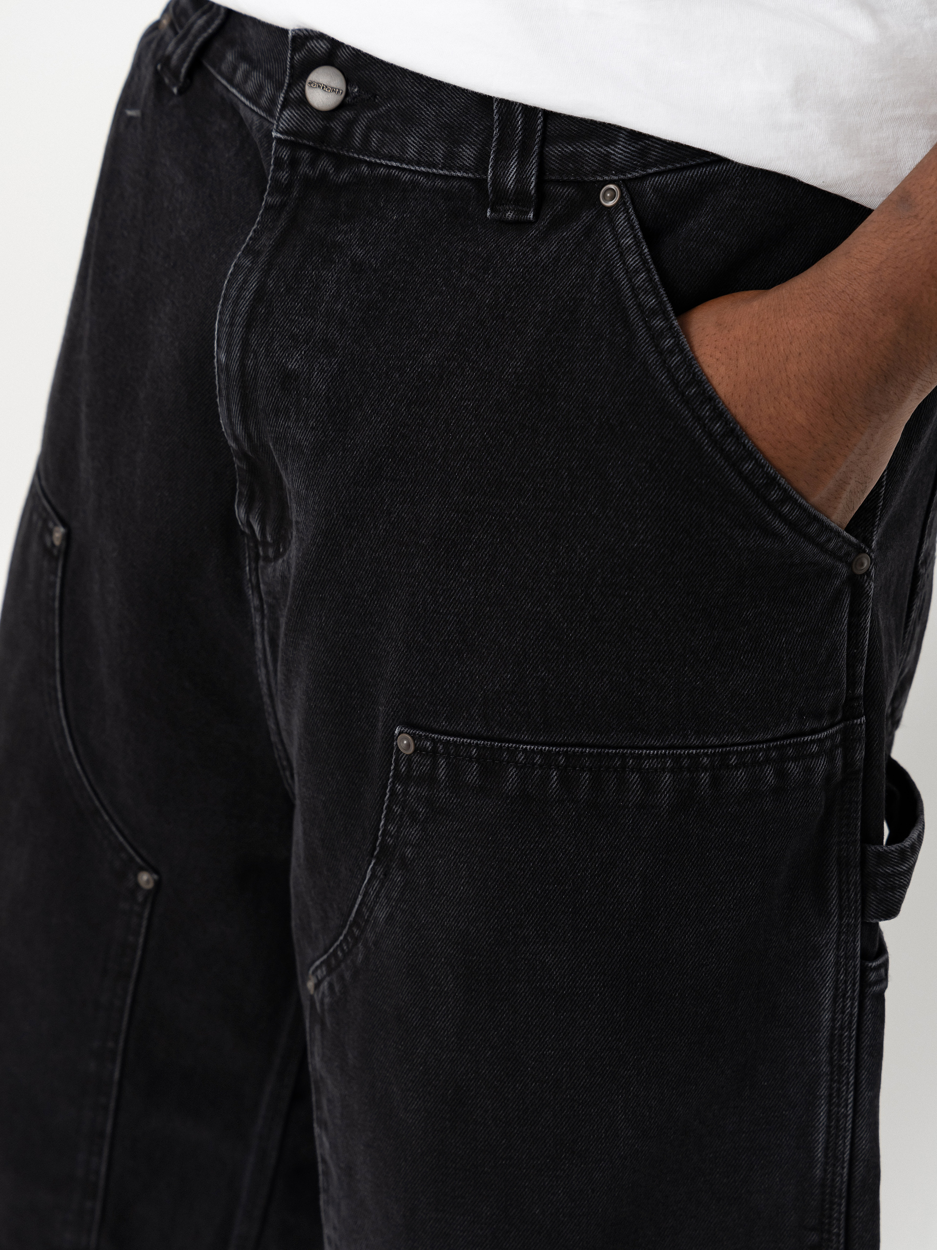 Pantaloni scurți Carhartt WIP OG Double Knee (black stone washed)
