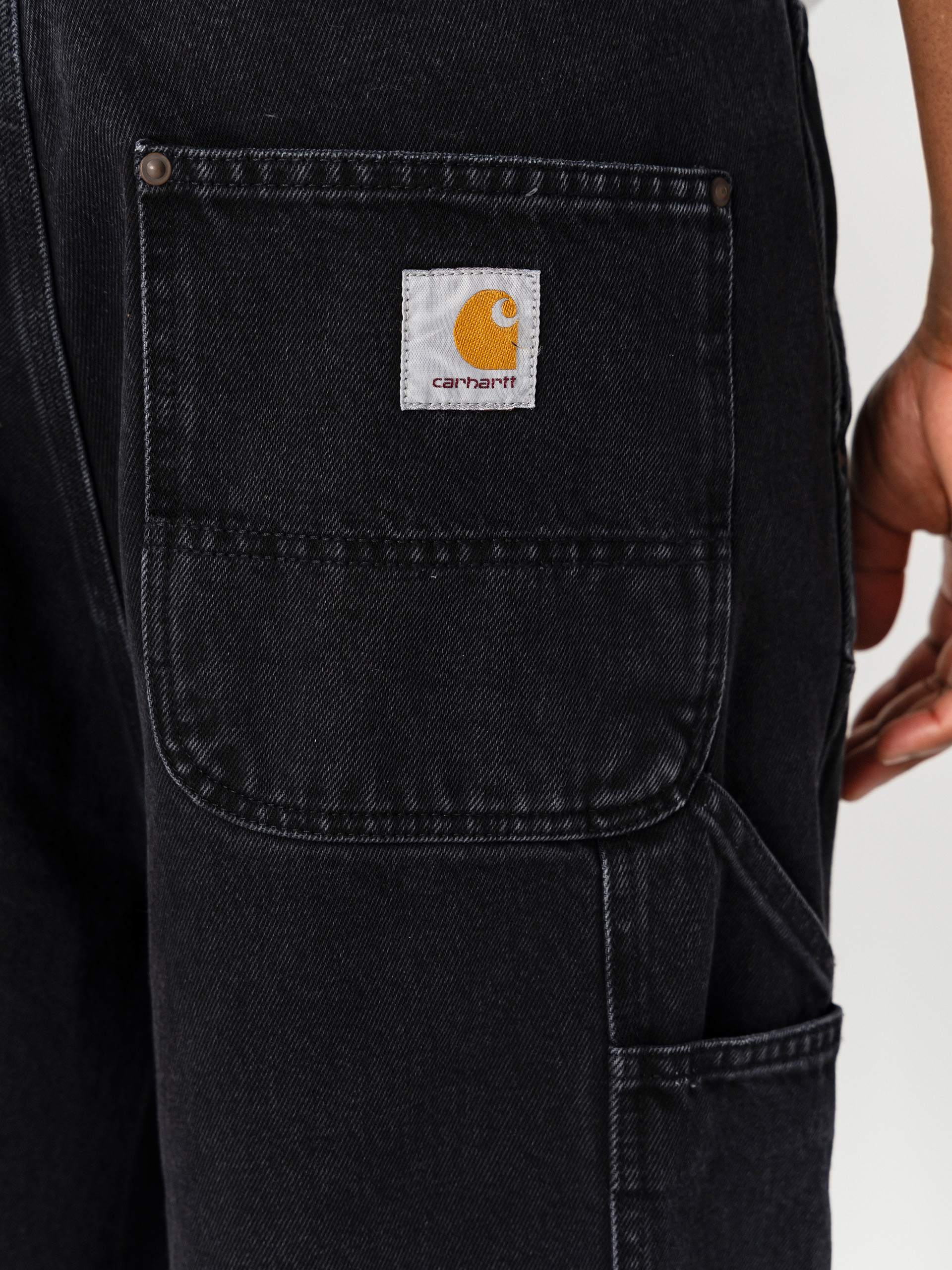 Pantaloni scurți Carhartt WIP OG Double Knee (black stone washed)