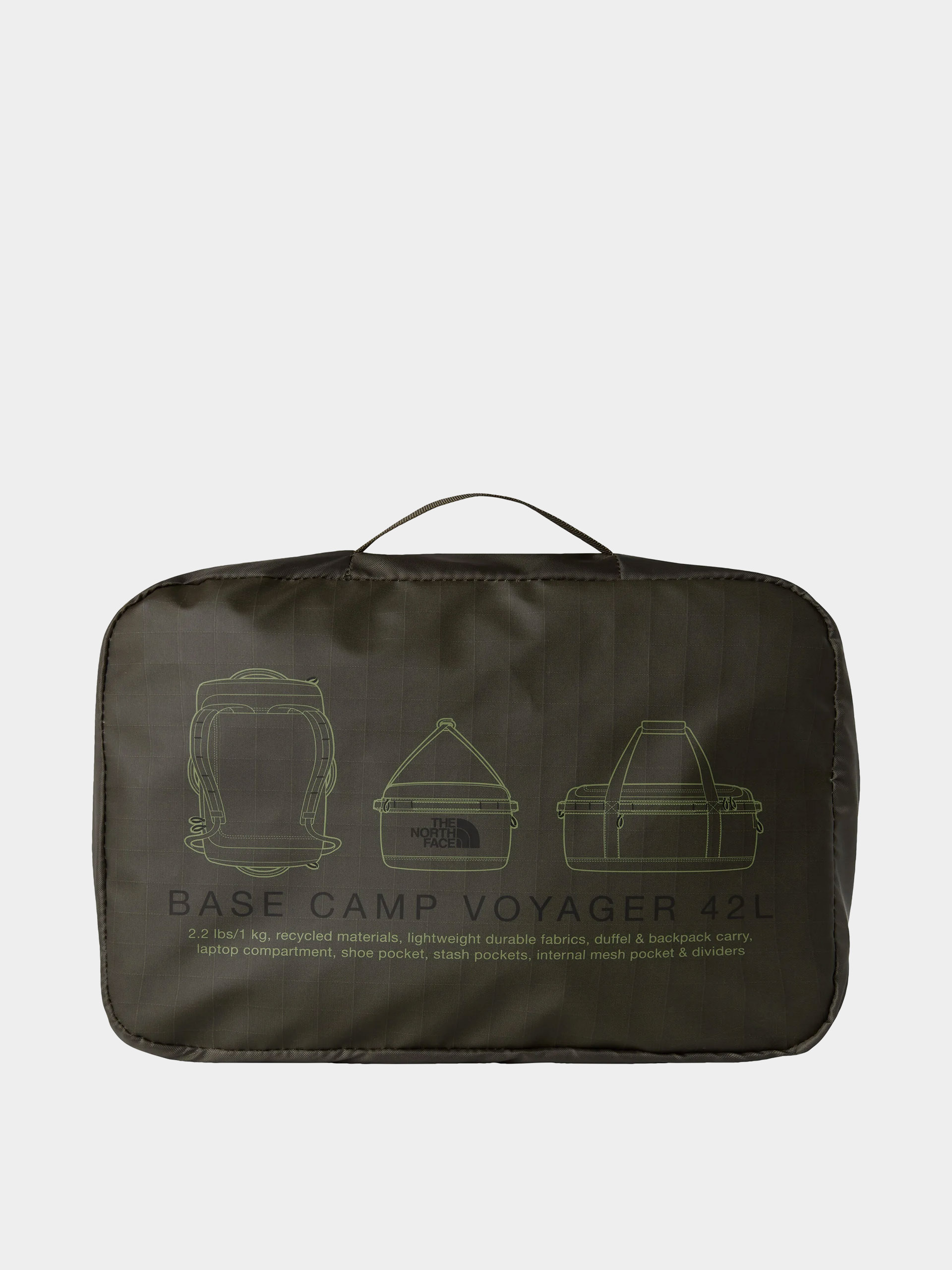 Geantă The North Face Base Camp Voyager Duffel 42L (new taupe green/tnf black)