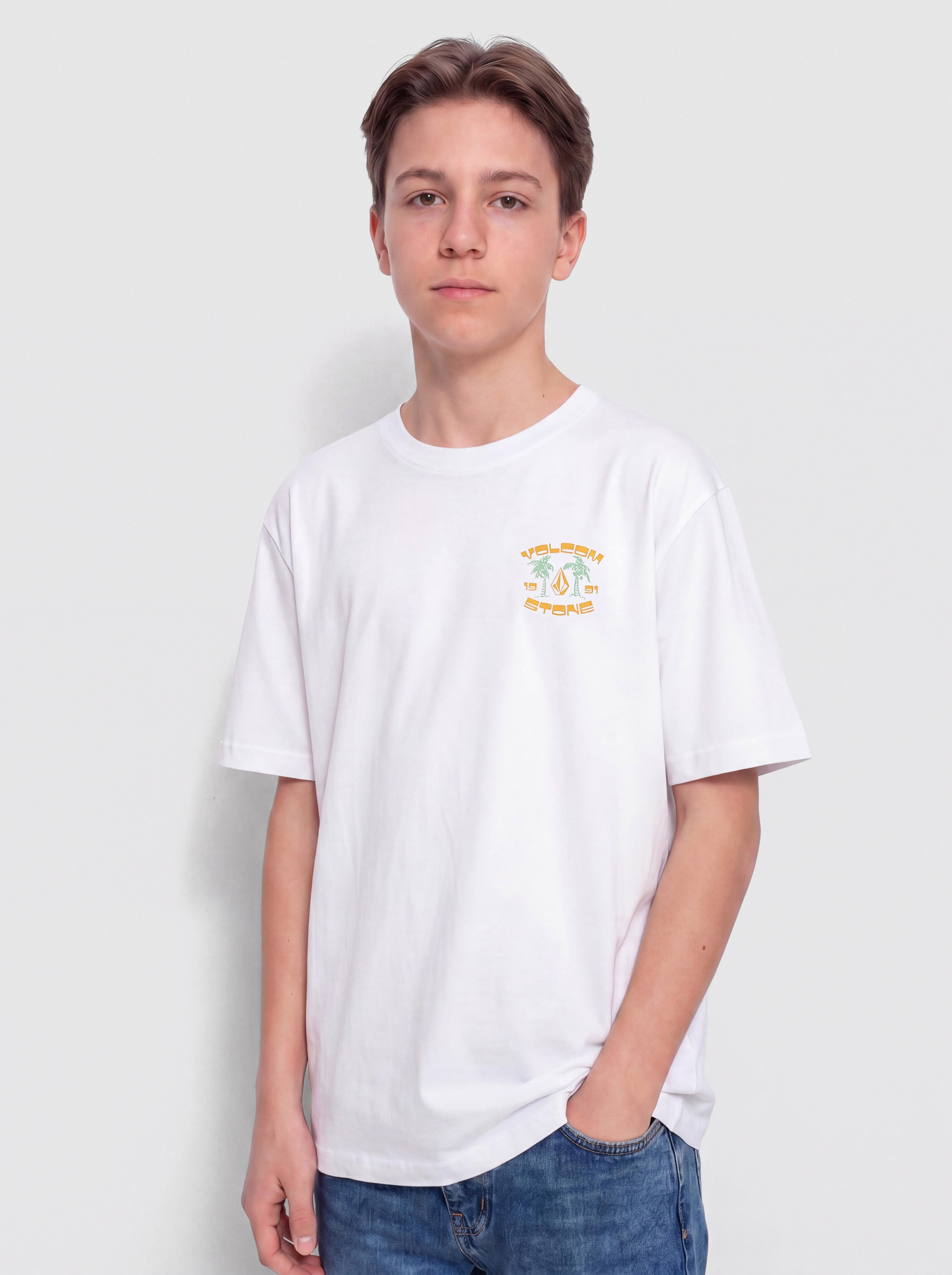 Tricou Volcom 91 Palm Bsc JR (white)