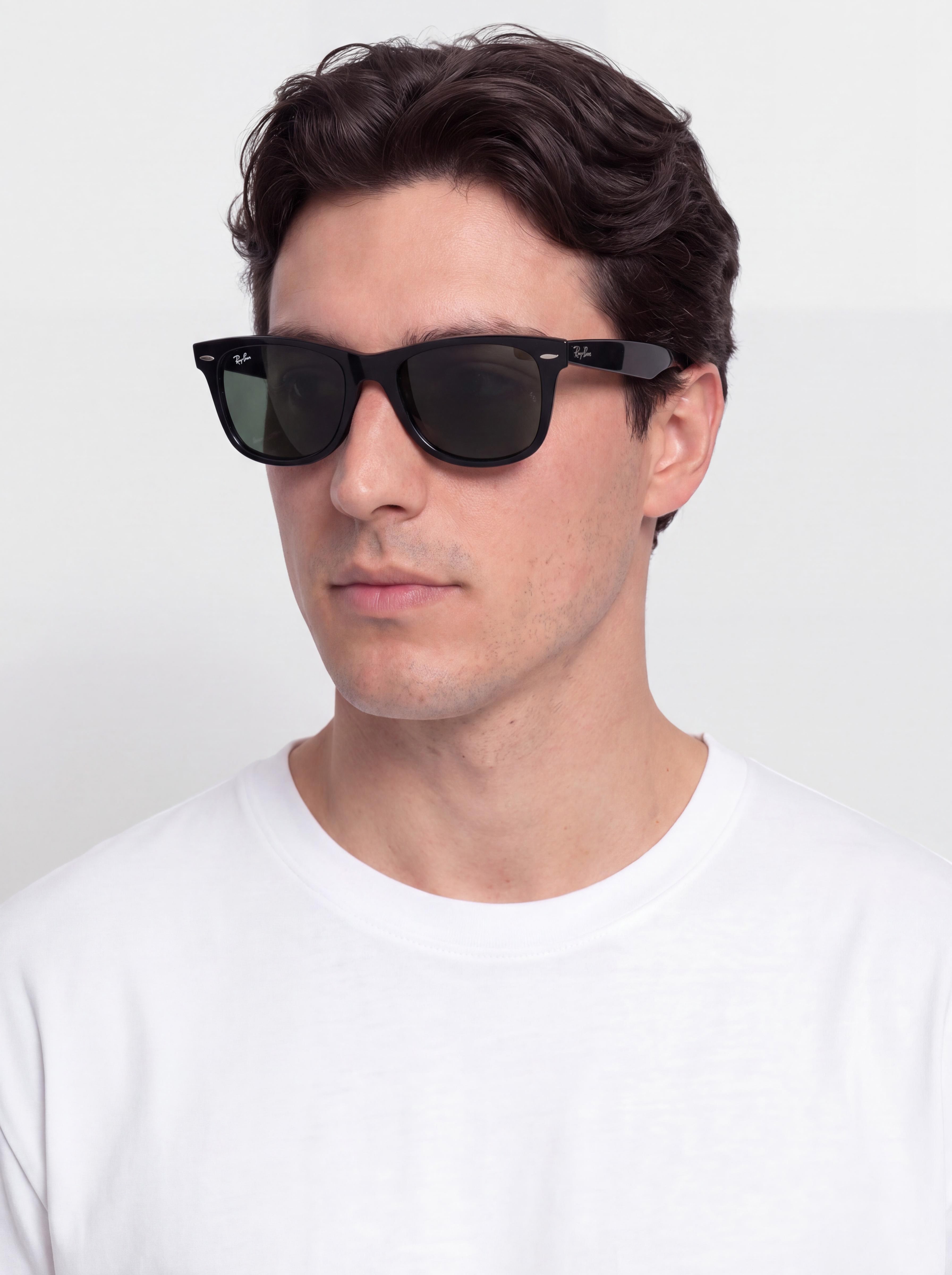 Ochelari de soare Ray-Ban Original Wayfarer Classic (polerowany czarny/zielone g-15)