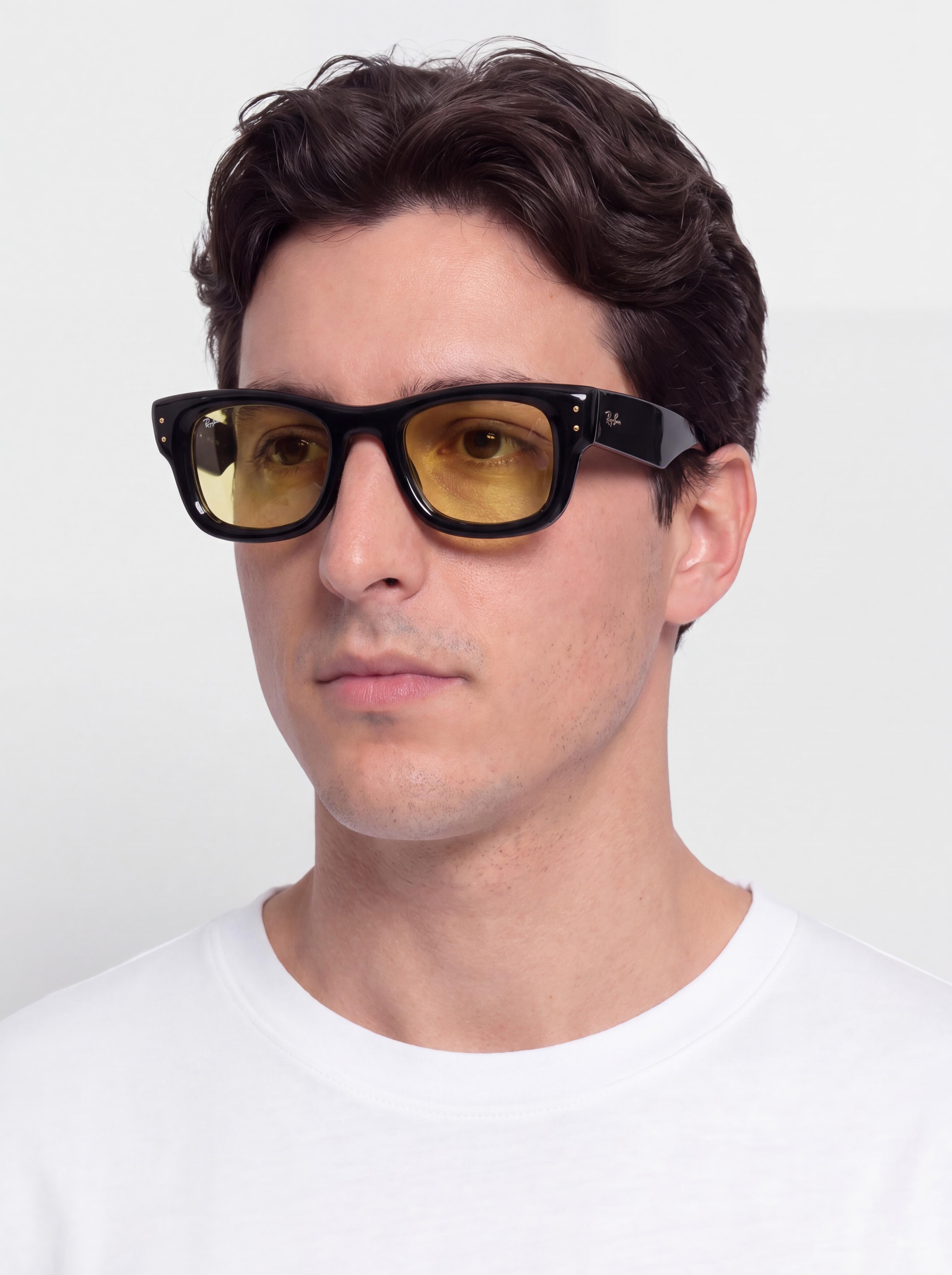 Ochelari de soare Ray-Ban Wayfarer Puffer (polerowany czarny/żółty)