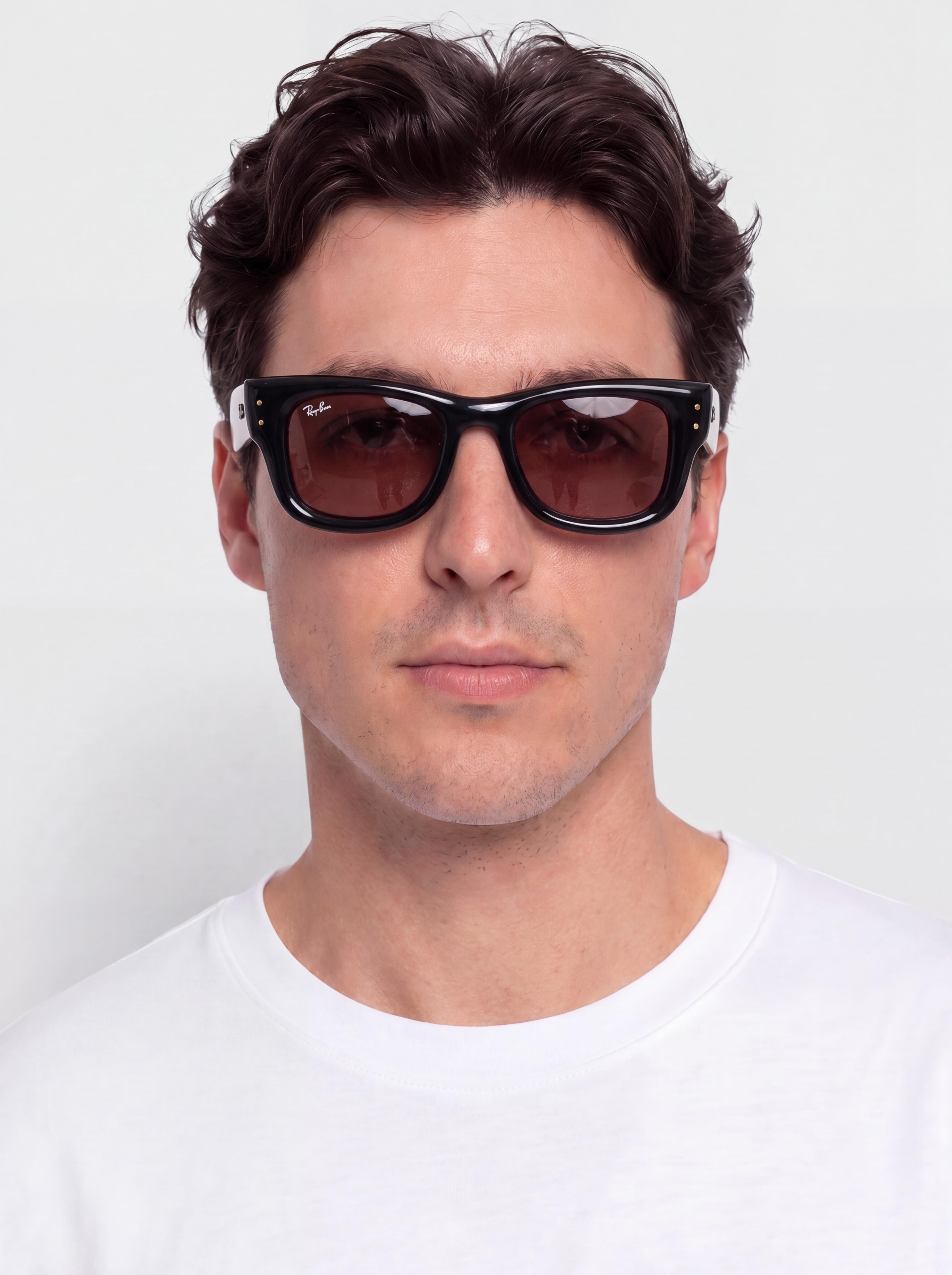 Ochelari de soare Ray-Ban Wayfarer Puffer (polerowany czarny/ciemnofioletowe)