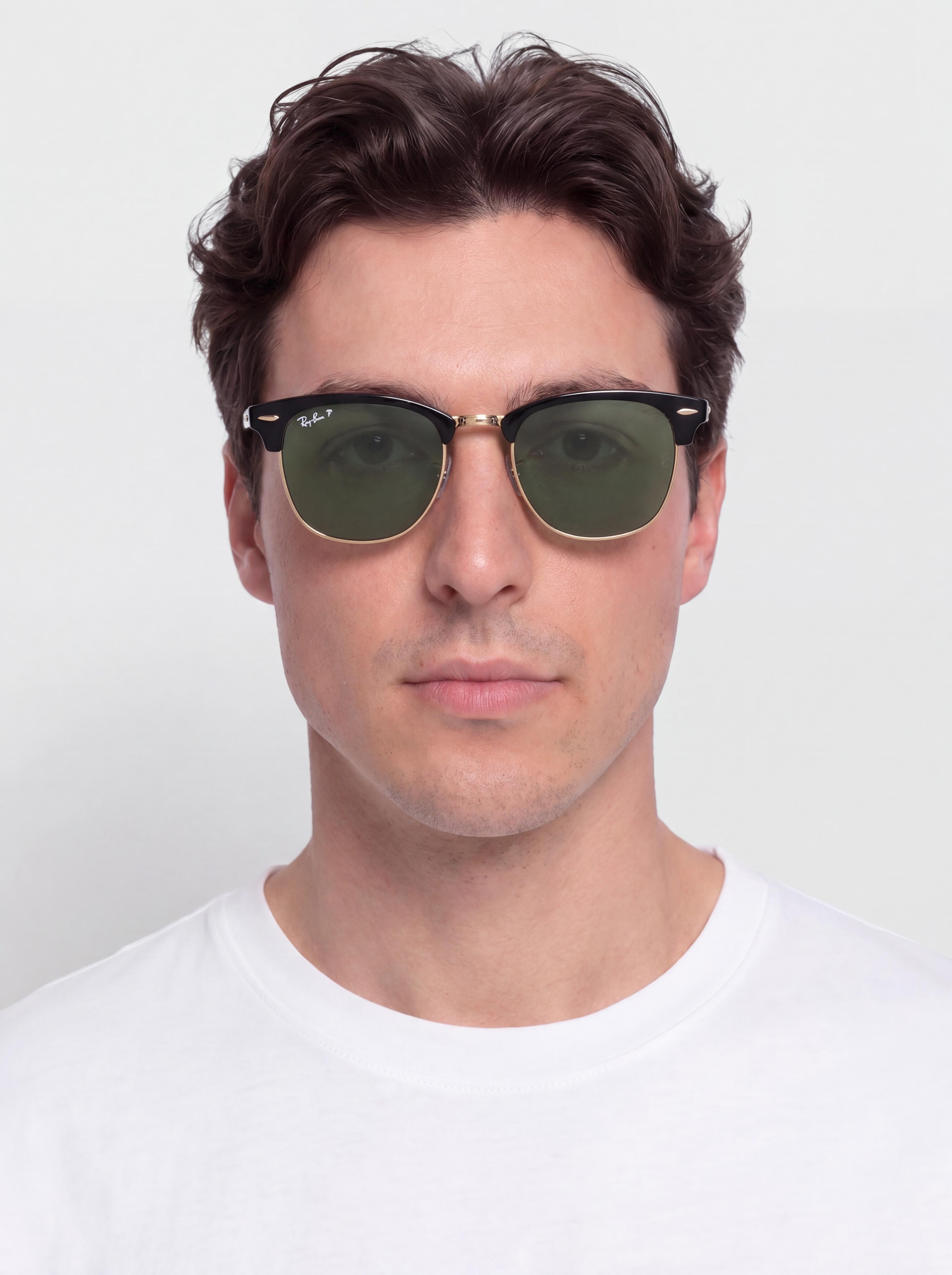 Ochelari de soare Ray-Ban Clubmaster Classic (polerowany czarny i złoty/zielony g-15 polaryzowany)