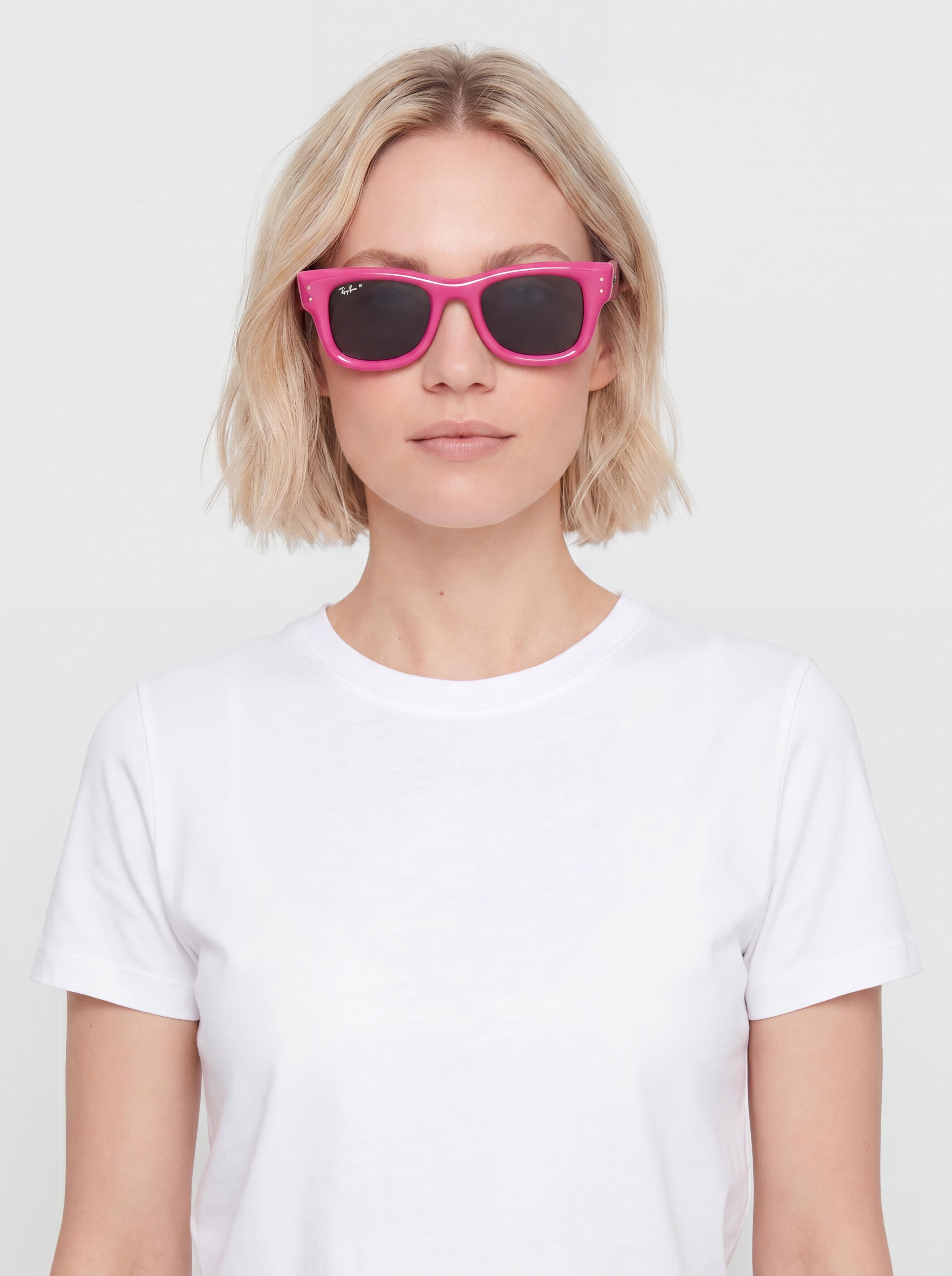 Ochelari de soare Ray-Ban Wayfarer Puffer (polerowany fuksja/ultra czarny)