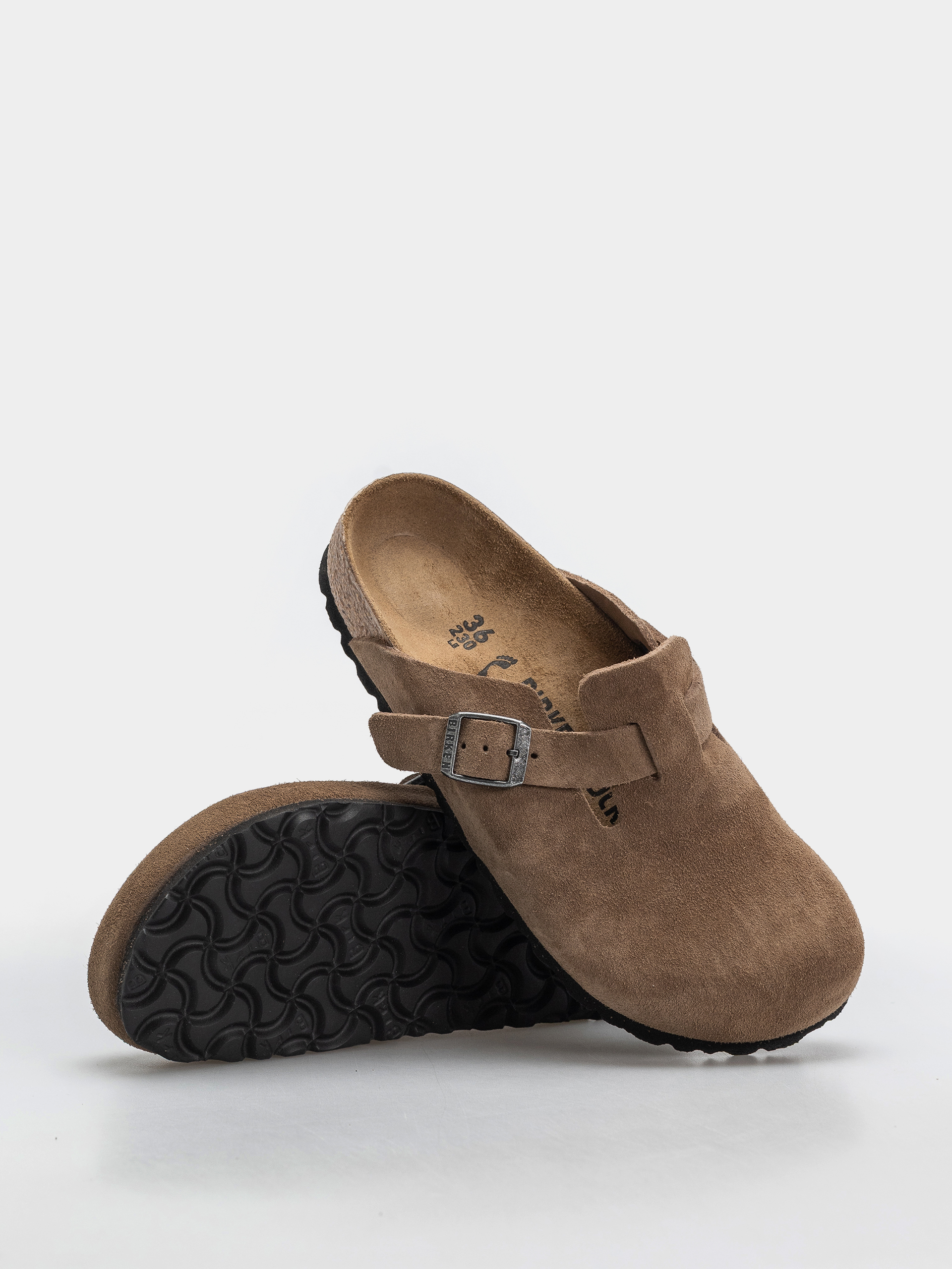 Șlapi Birkenstock Boston Suede Leather Narrow (dark tea)