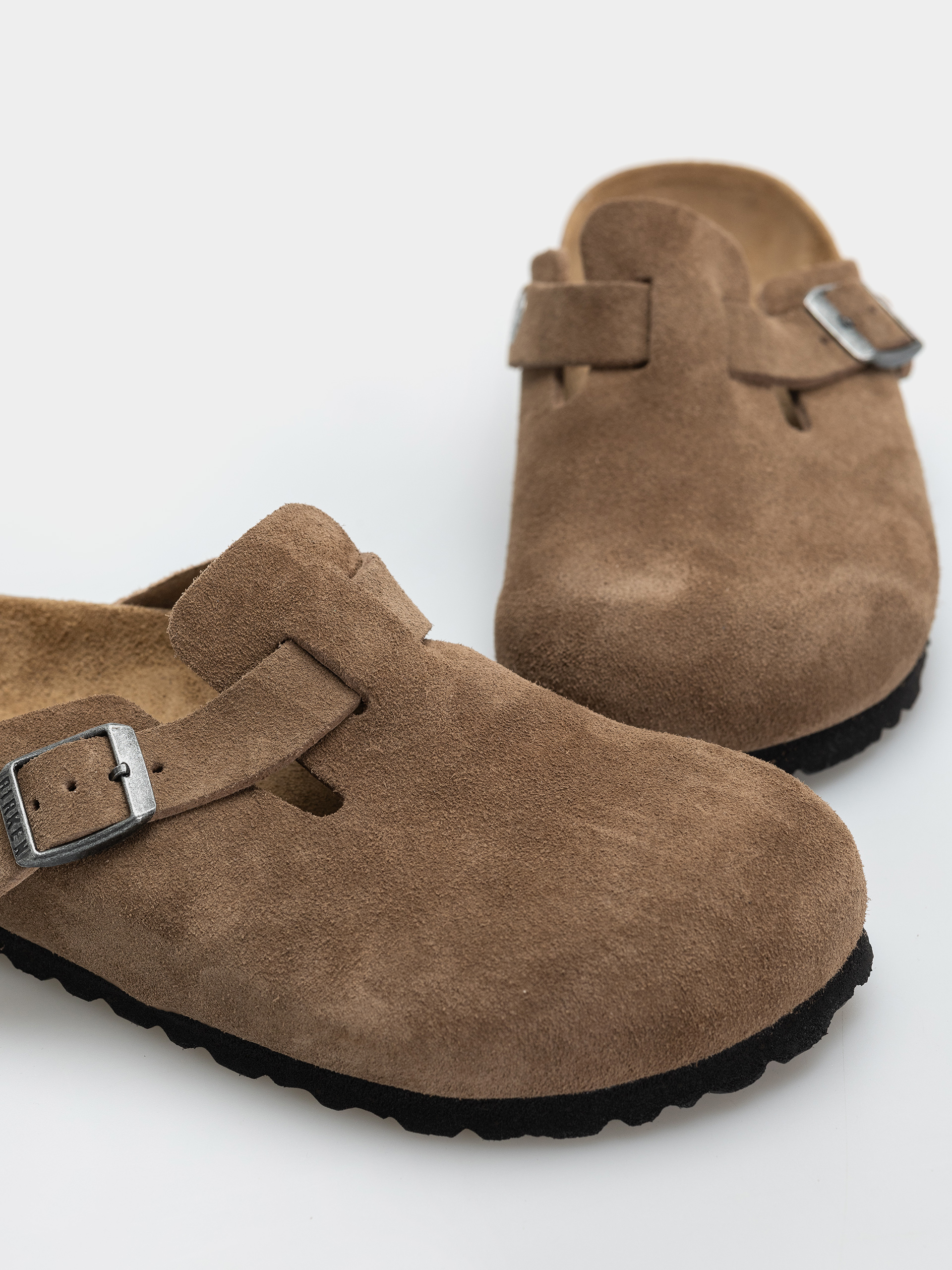 Șlapi Birkenstock Boston Suede Leather Narrow (dark tea)