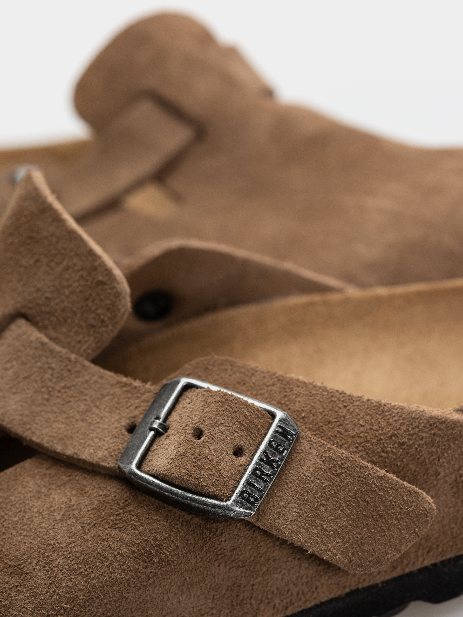 Șlapi Birkenstock Boston Suede Leather Narrow (dark tea)